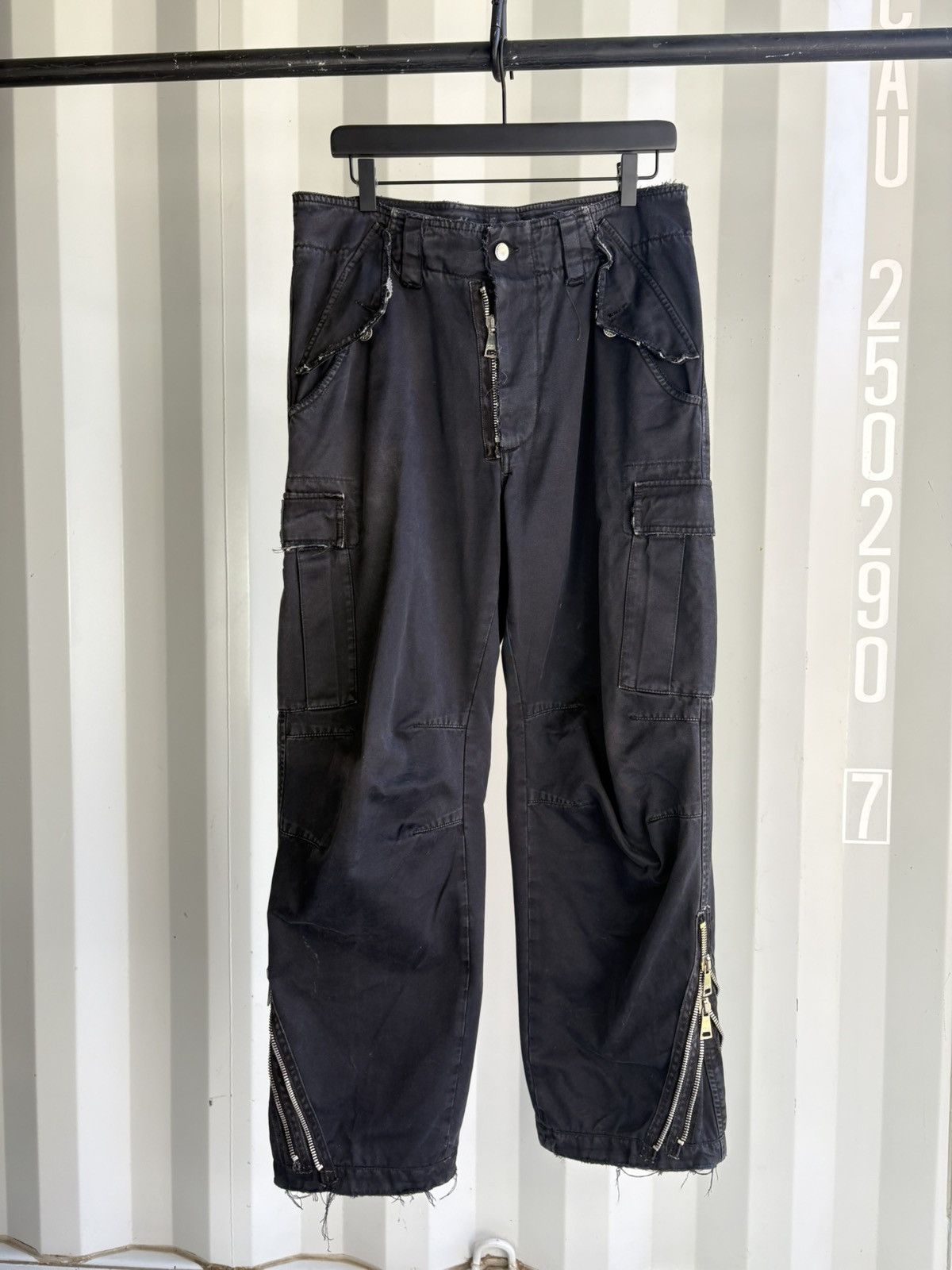 Thrashed Distressed Cargo Ankle Zip Pants ERD Grunge