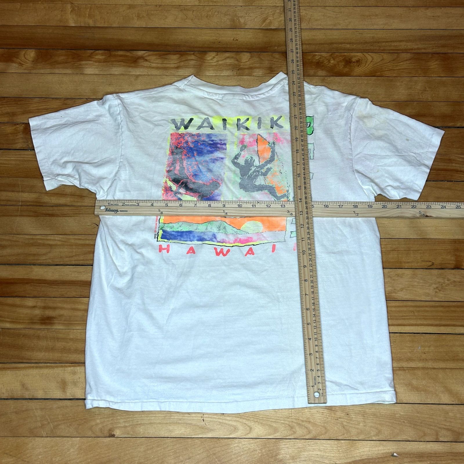 Hanes Vintage 90s Waikiki Faded White Surfing Shirt Large Size US L / EU 52-54 / 3 - 2 Thumbnail