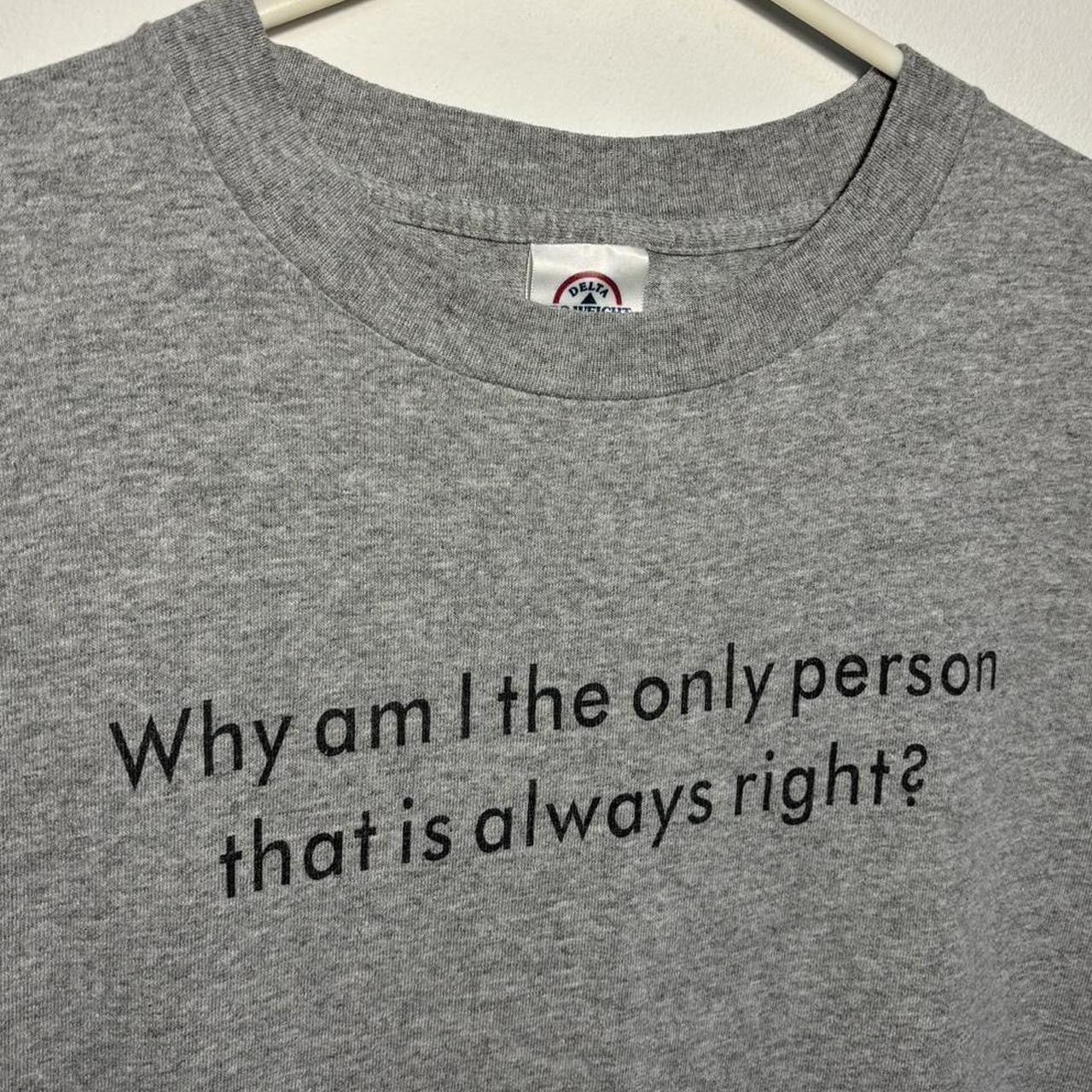 Delta Early 2000s Heather Grey Funny Slogan T-Shirt. Size US L / EU 52-54 / 3 - 2 Thumbnail