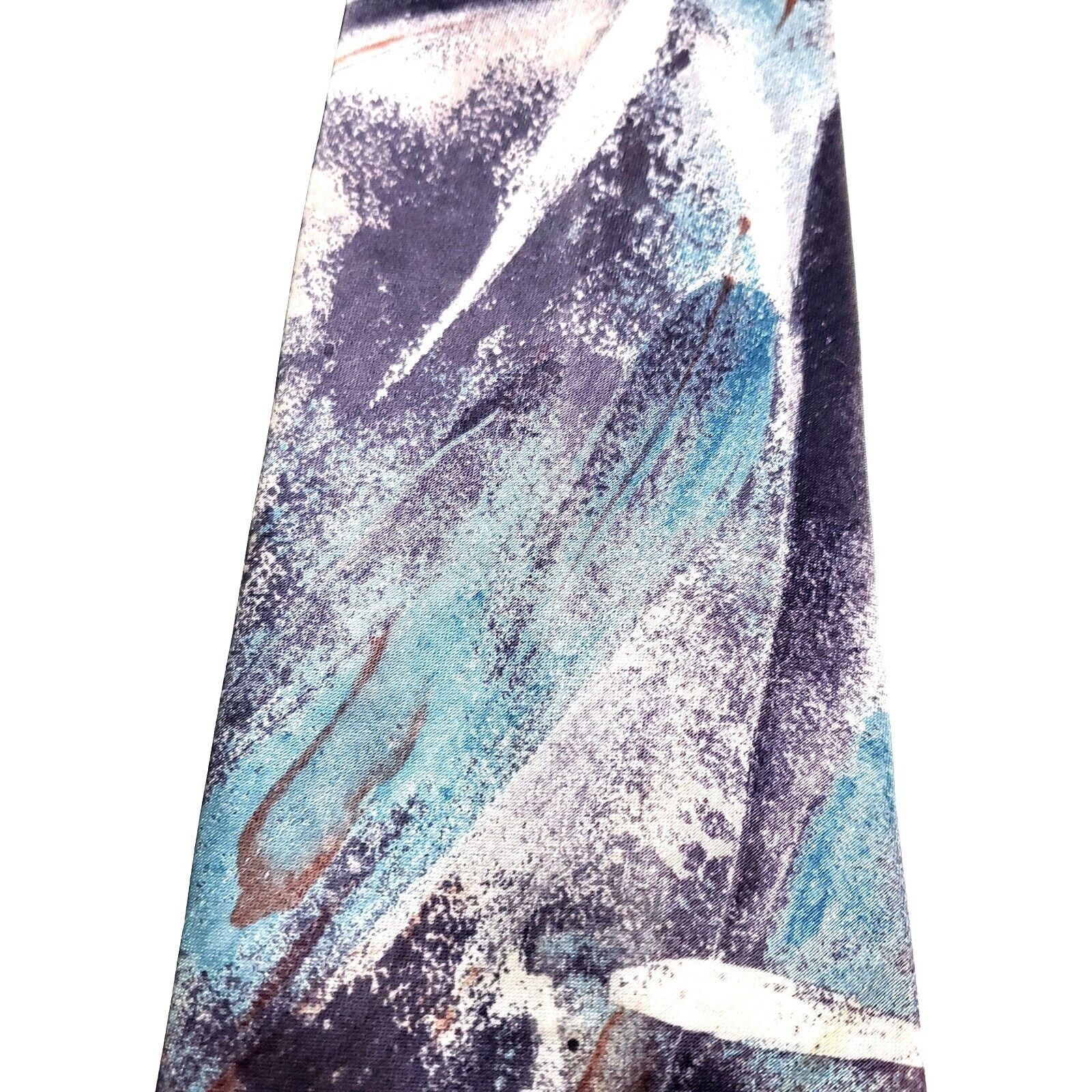 Pierre Cardin Pierre Cardin Polyester Tie Blue Brown Abstract Print Wide Size ONE SIZE - 2 Thumbnail