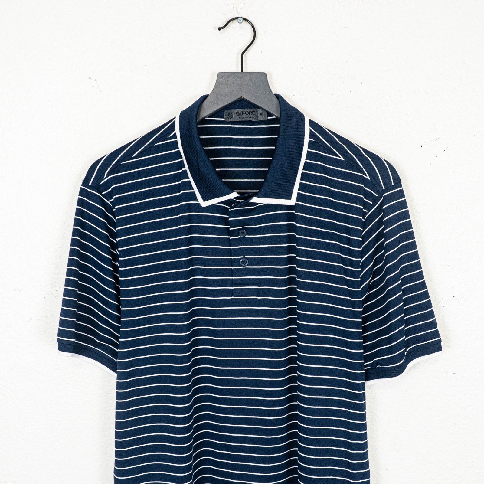 G/FORE G/FORE Golf Tech Pique Polo Navy Fine Line banded sleeve XL Size US XL / EU 56 / 4 - 2 Thumbnail