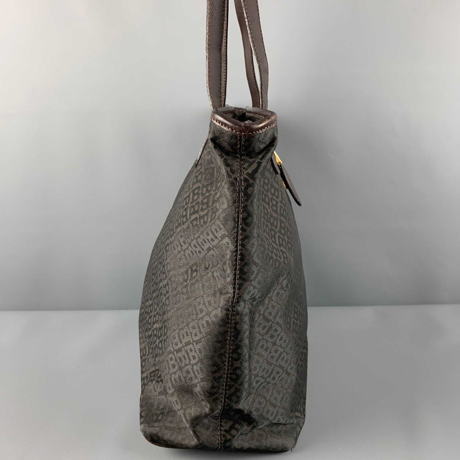 Bally BALLY Brown Monogram Nylon Leather Tote Handbag Size ONE SIZE - 3 Thumbnail