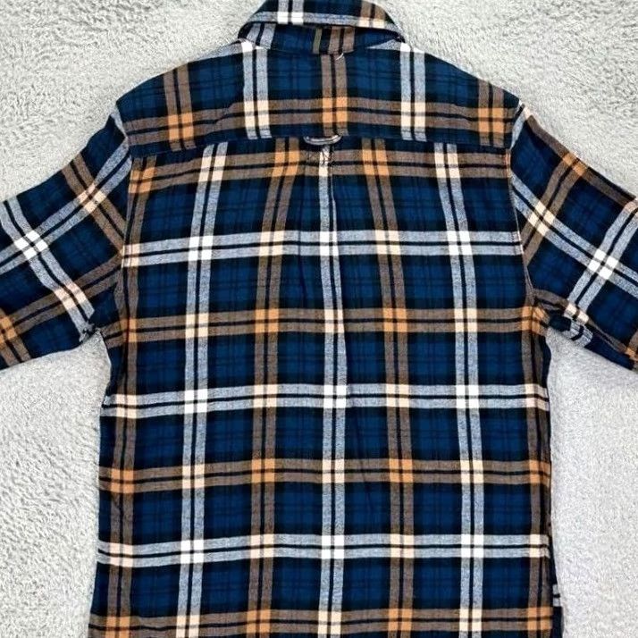 Denime DENIM & FLOWER Plaid Flannel Shirt Mens Small 38 Blue Button-Up Long Sleeve Casual Comfort Breathable Pockets Cotton Size US S / EU 44-46 / 1 - 3 Thumbnail