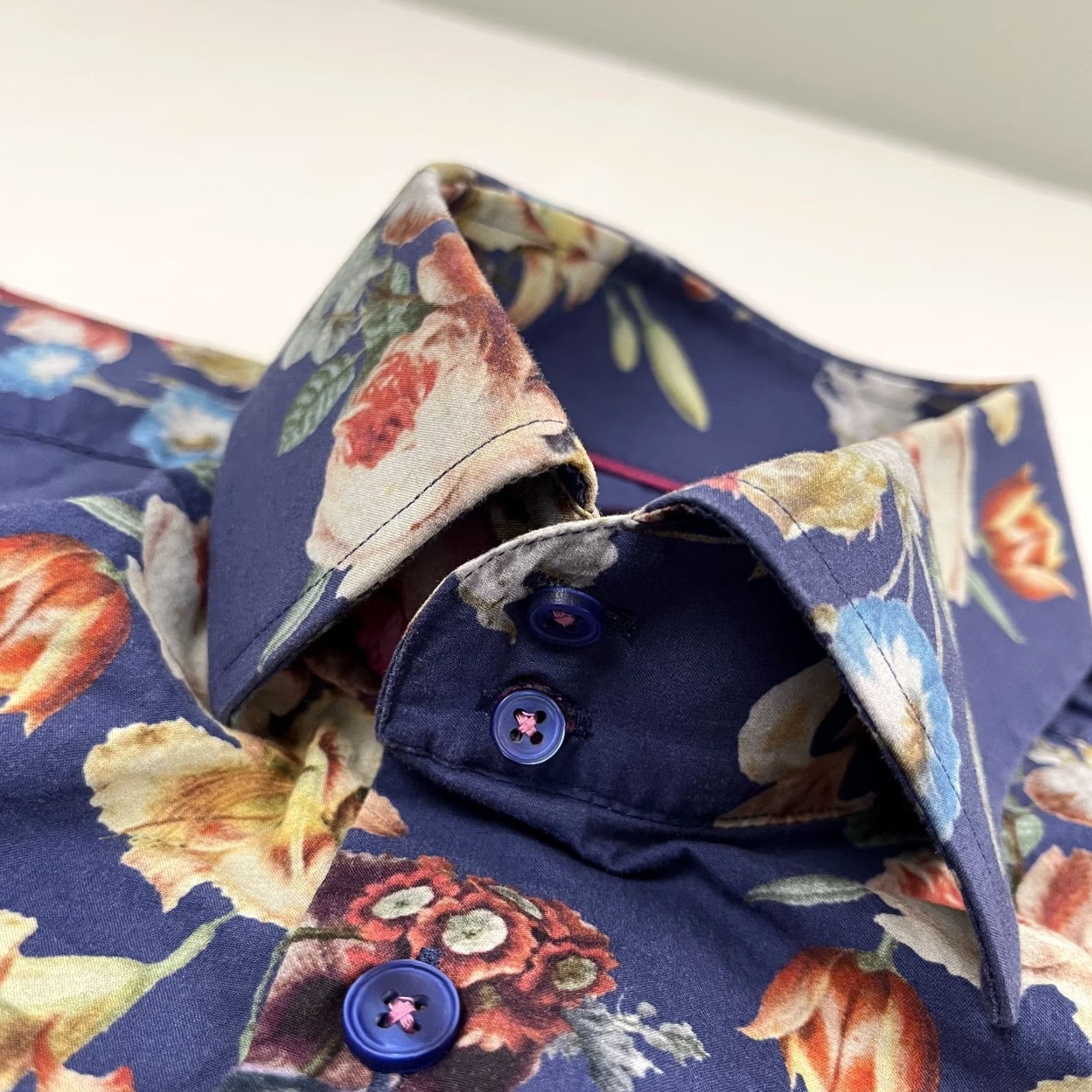 Vintage Hawes & Curtis London Shirt Mens Medium Brandon Slim Fit Blue Floral Button Up Size US M / EU 48-50 / 2 - 6 Thumbnail