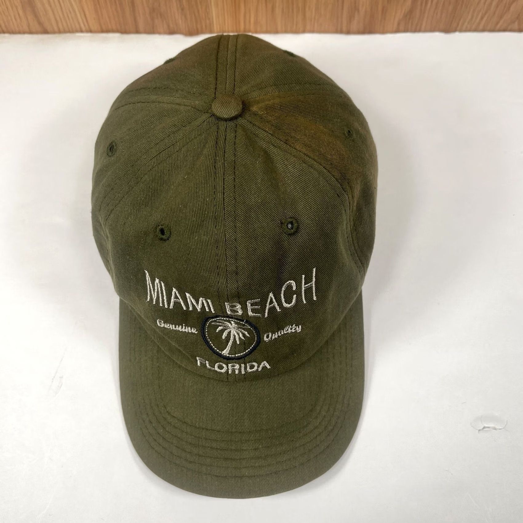 Vintage J Hats Miami Beach Florida Embroidered Adult Green Adjustable Baseball Hat Cap Size ONE SIZE - 2 Thumbnail