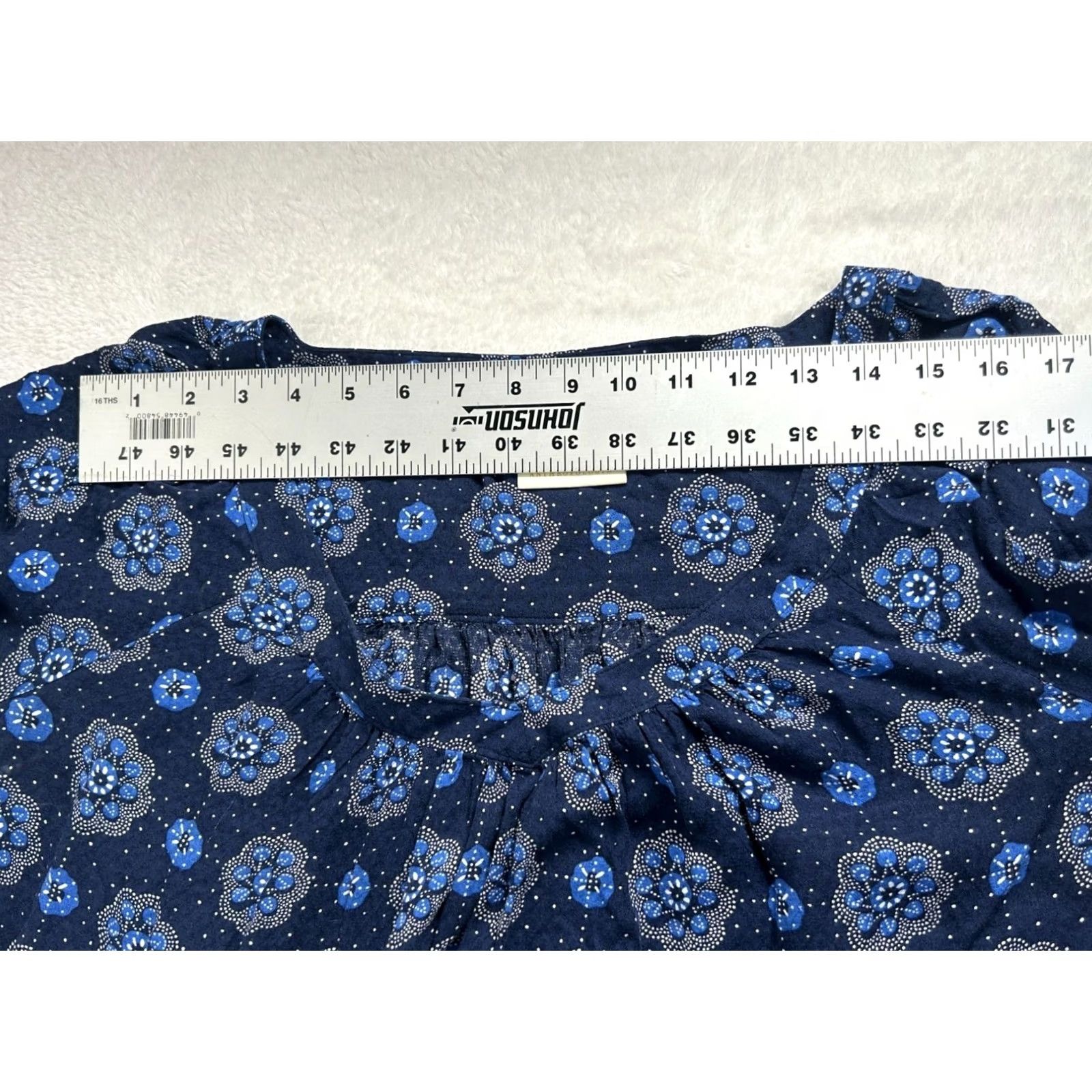 Vintage Maeve Anthropologie Boswell Blouse Blue Floral Long Sleeve V-Neck Pullover Women’s Size 8 Casual Shirt Size M / US 6-8 / IT 42-44 - 7 Thumbnail