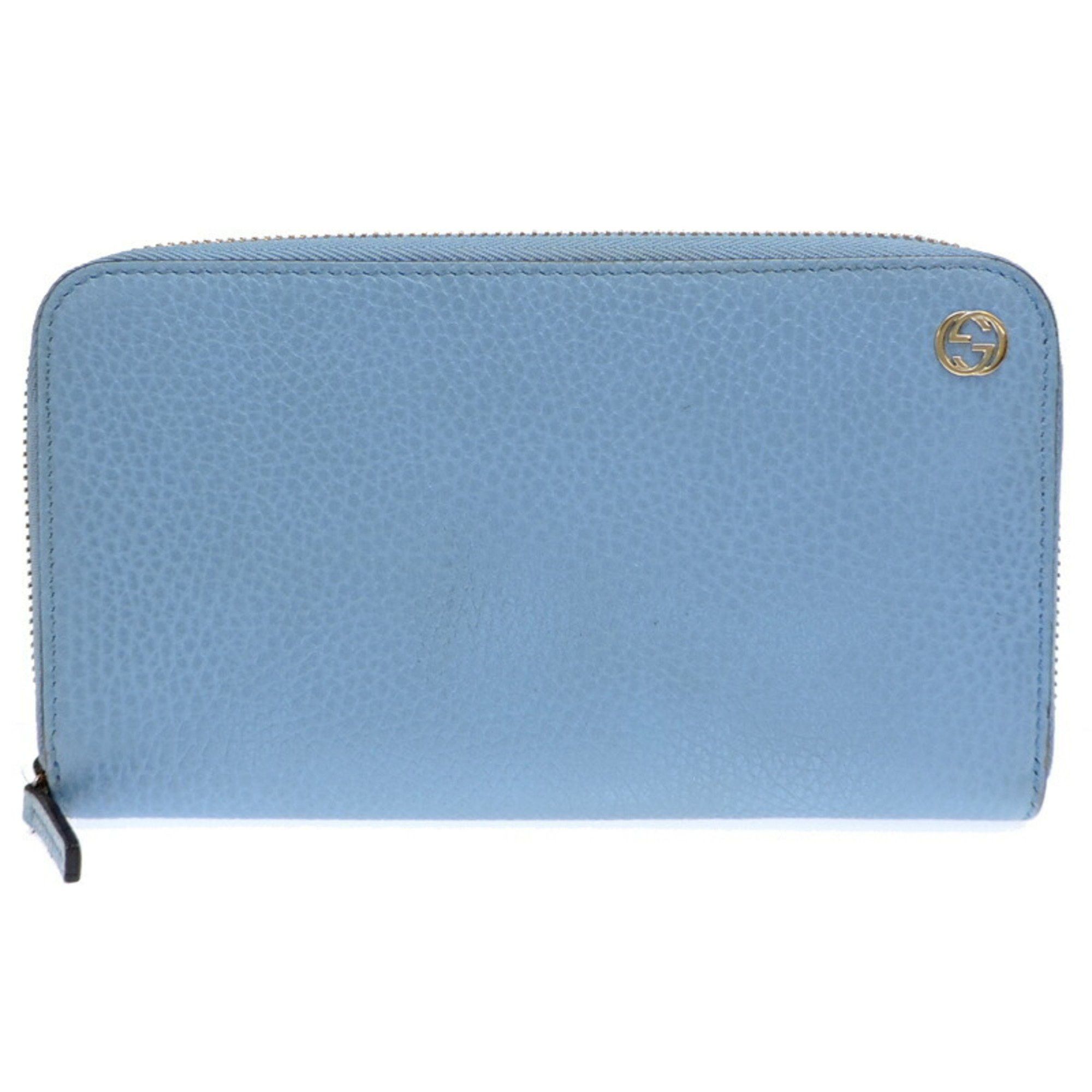 Gucci Gucci Interlocking G Women's and Men's Long Wallet 49347 Leather Sky Blue (Blue) Size ONE SIZE - 1 Thumbnail