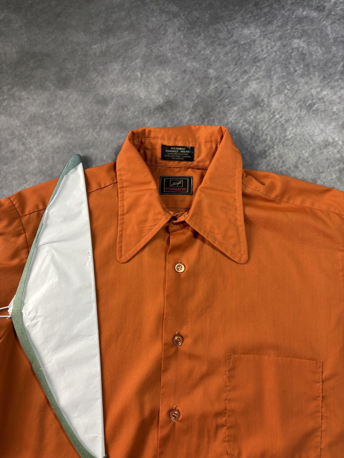 Vintage 1970s Vintage Shirt Dog Collar Disco Orange Forsyth Perma Pr Size US S / EU 44-46 / 1 - 4 Thumbnail