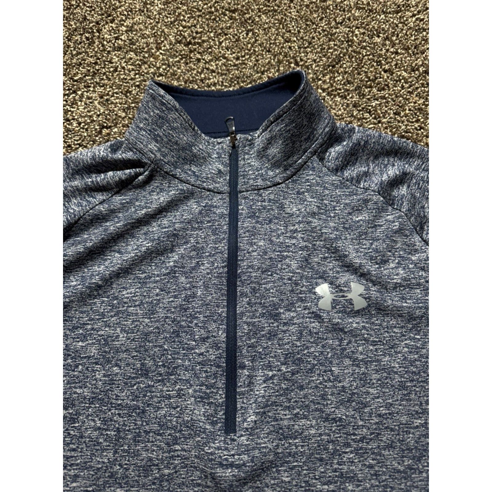 Under Armour Under Armour Shirt Mens Medium Heather Blue Loose Fit Lightweight Long Sleeve Quarter Zip Size US M / EU 48-50 / 2 - 2 Thumbnail