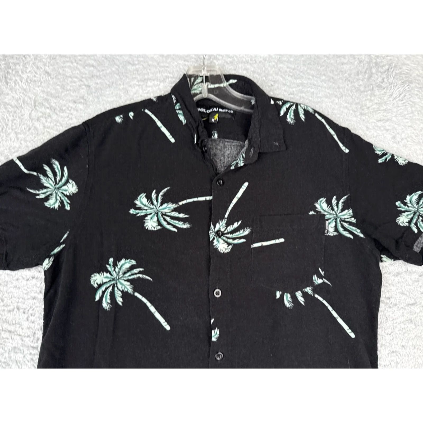 CO Molokai Surf Co Shirt Adult Medium Black Blue Floral Leaf 100% Rayon Hawaiian Size US M / EU 48-50 / 2 - 4 Thumbnail