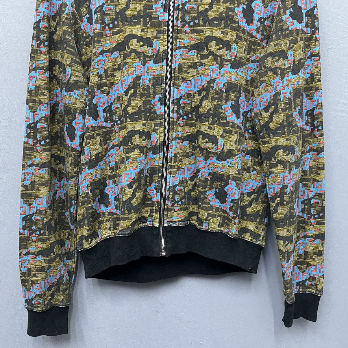 Fendi Fendi Monogram Blue Camouflage Full Zip Hoodie Jacket Size US M / EU 48-50 / 2 - 4 Thumbnail