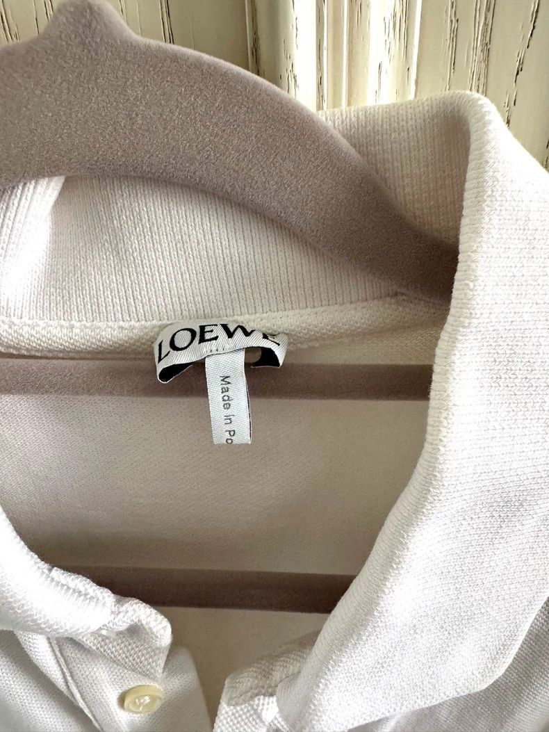 Loewe LOEWE Pure white men's polo shirt T-shirt Size US M / EU 48-50 / 2 - 2 Thumbnail