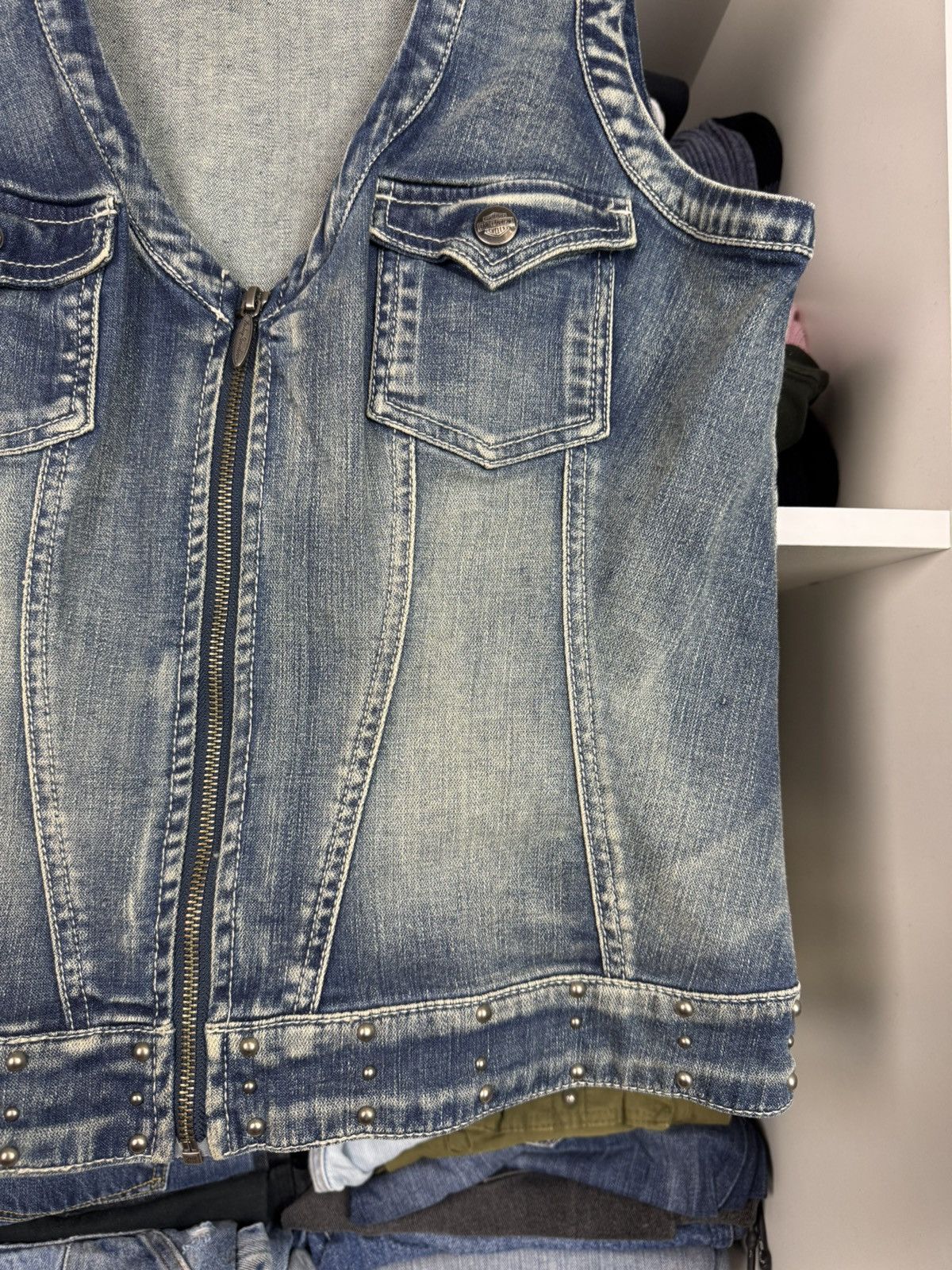 Harley Davidson Y2K Harley Davidson Women's Embellished Graphic Denim Vest Size M / US 6-8 / IT 42-44 - 19 Thumbnail
