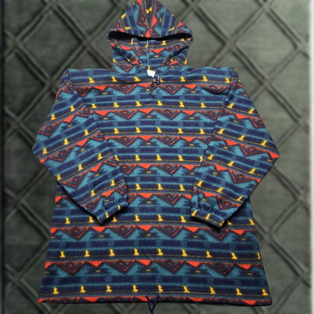 Vintage VINTAGE Malarkey Pullover Hoodie Mens Large Blue Fleece Aztec Pattern Hooded Drawstring Geometric Pattern Mens Size US M / EU 48-50 / 2 - 1 Thumbnail