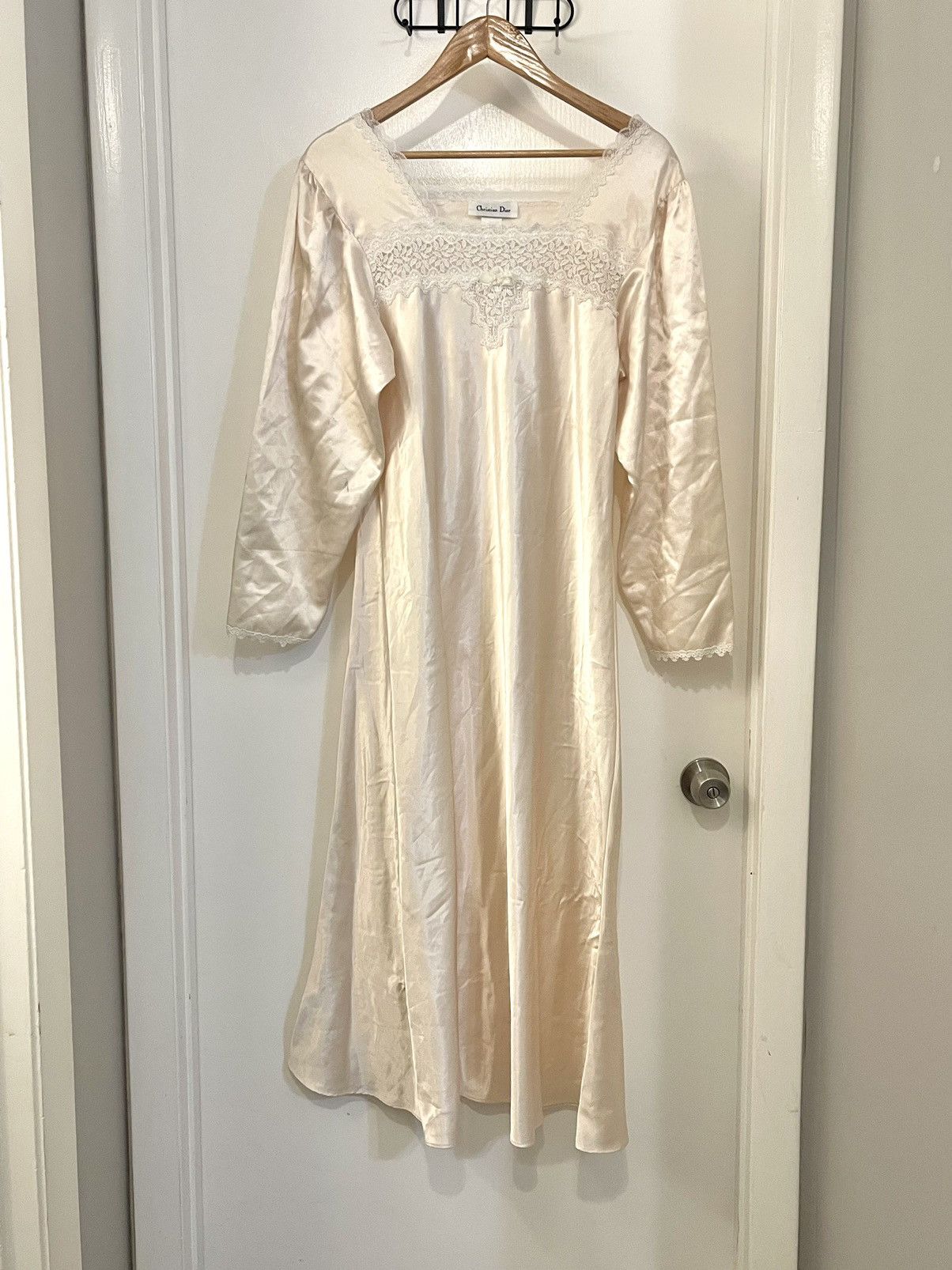 Dior Vintage Satin Silk Lace Dior Nightgown Size L / US 10 / IT 46 - 1 Thumbnail