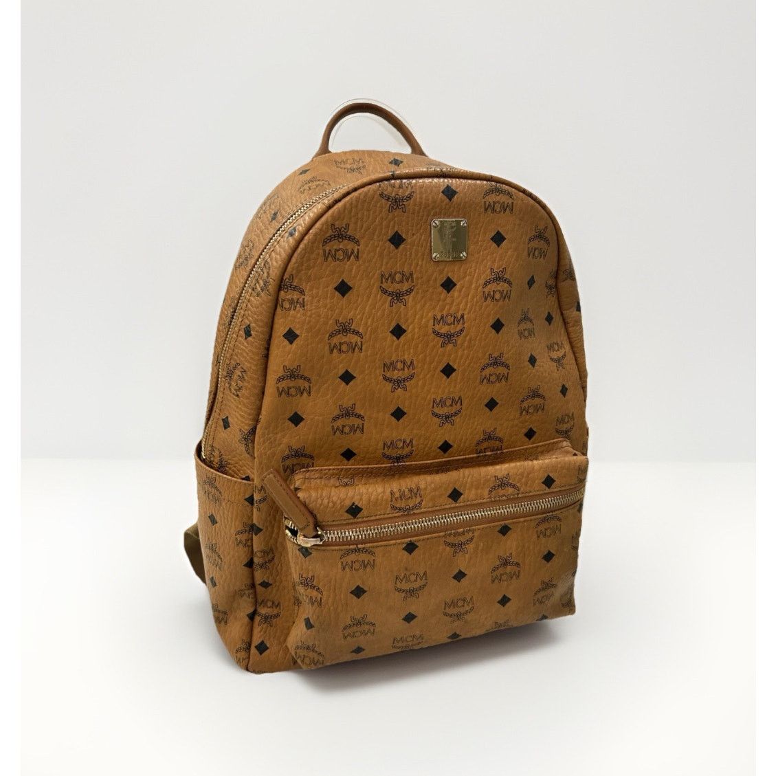 MCM Authenticated MCM Stark Visetos Cognac Medium Backpack Brown Size ONE SIZE - 1 Thumbnail