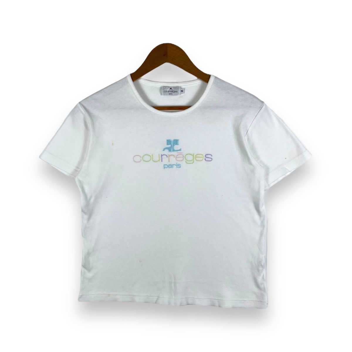 Courreges × Vintage Vintage COURREGES PARIS Multicolour Embroidery Women Tee Size M / US 6-8 / IT 42-44 - 1 Thumbnail