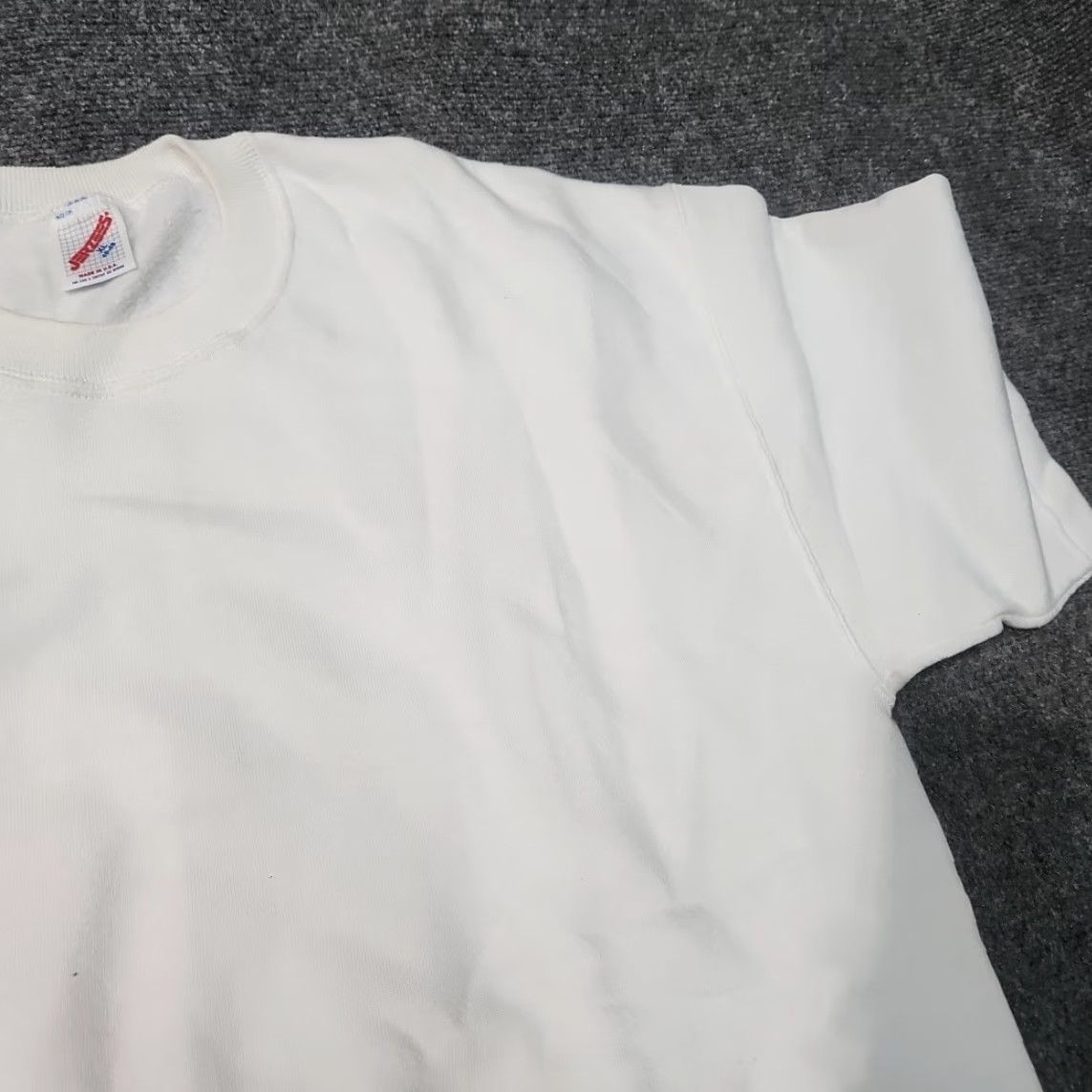 Jerzees VINTAGE Jerzees Sweatshirt Plain White Crewneck Men XL Short Sleeve Sporty 90s USA College Classic Size US XL / EU 56 / 4 - 3 Thumbnail