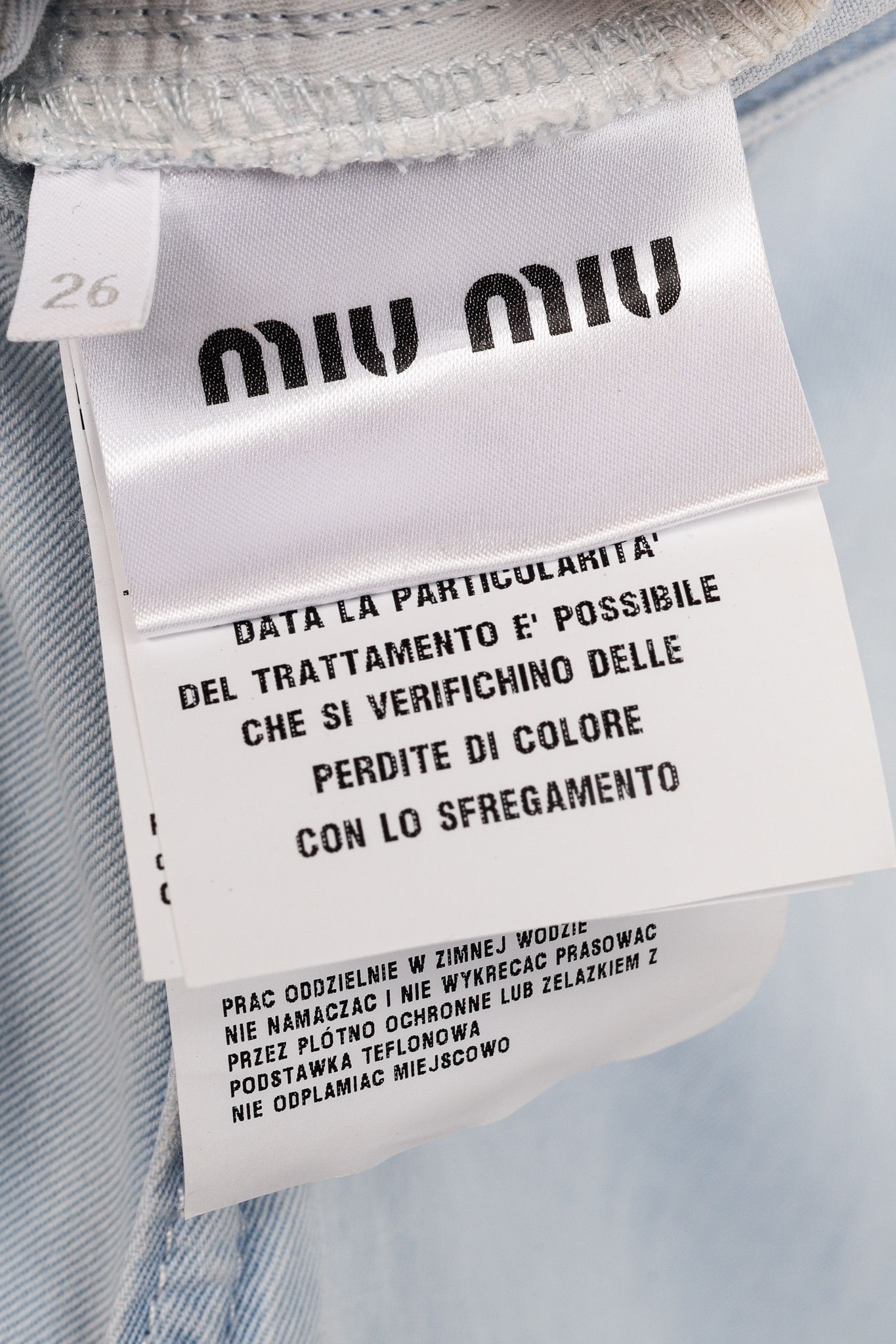 Miu Miu Miu Miu Light-Wash Twill Ruffled Wide-Leg Jeans Size 26" / US 2 / IT 38 - 10 Thumbnail