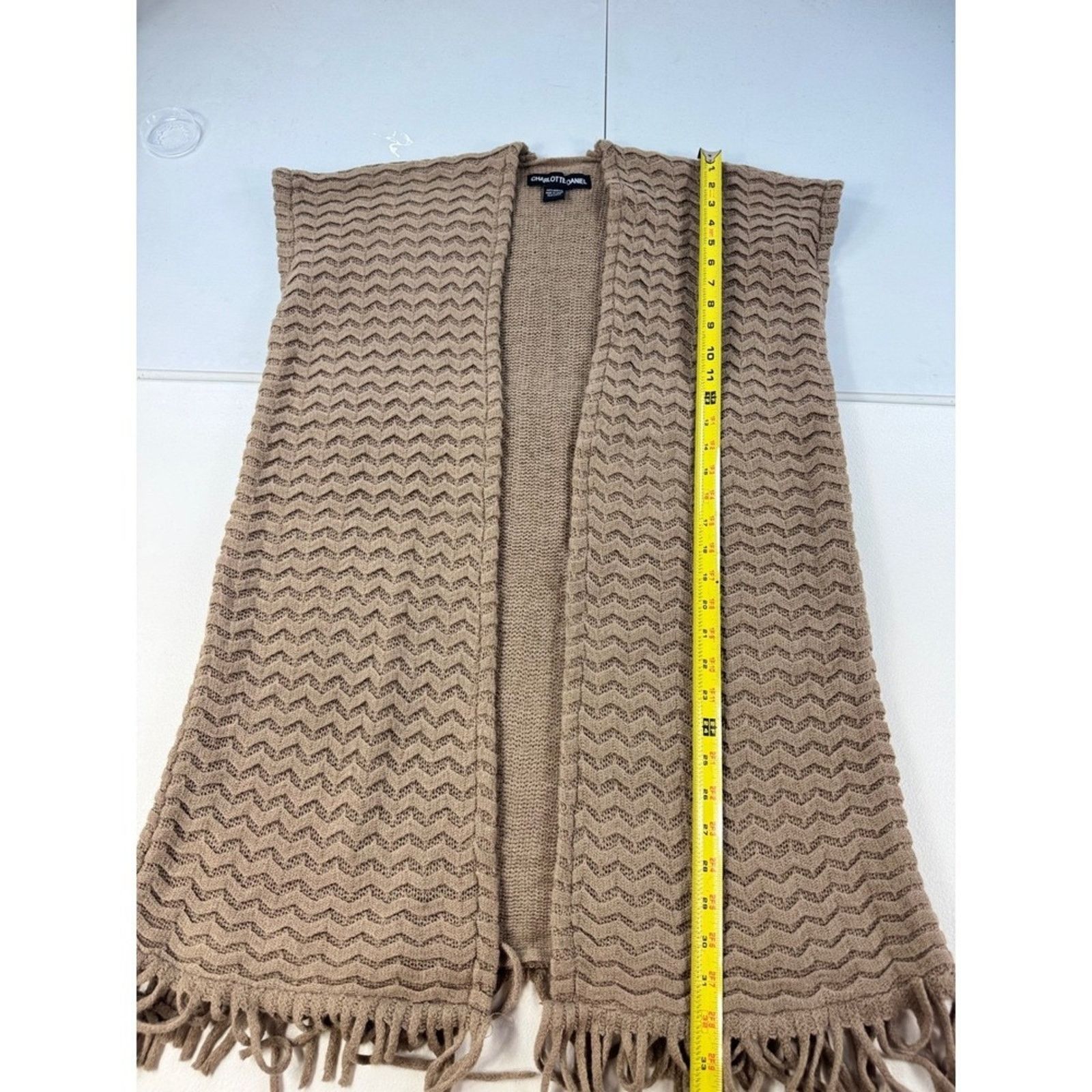 & Other Stories Charlotte Daniel Sleeveless Duster Cardigan Fringe Tan VEST Size S / US 4 / IT 40 - 3 Thumbnail