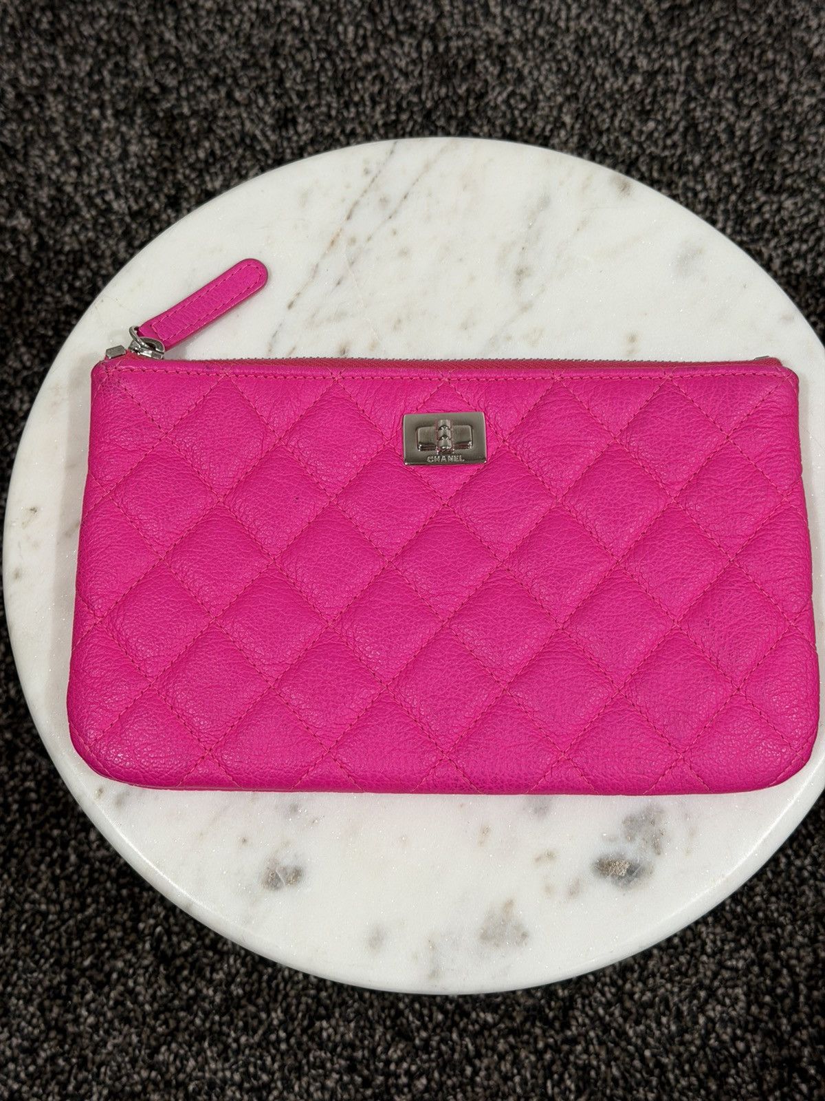 Chanel Chanel Pink Goatskin Quilted Cavier O-Case Pouch Wallet Bag Size ONE SIZE - 6 Thumbnail