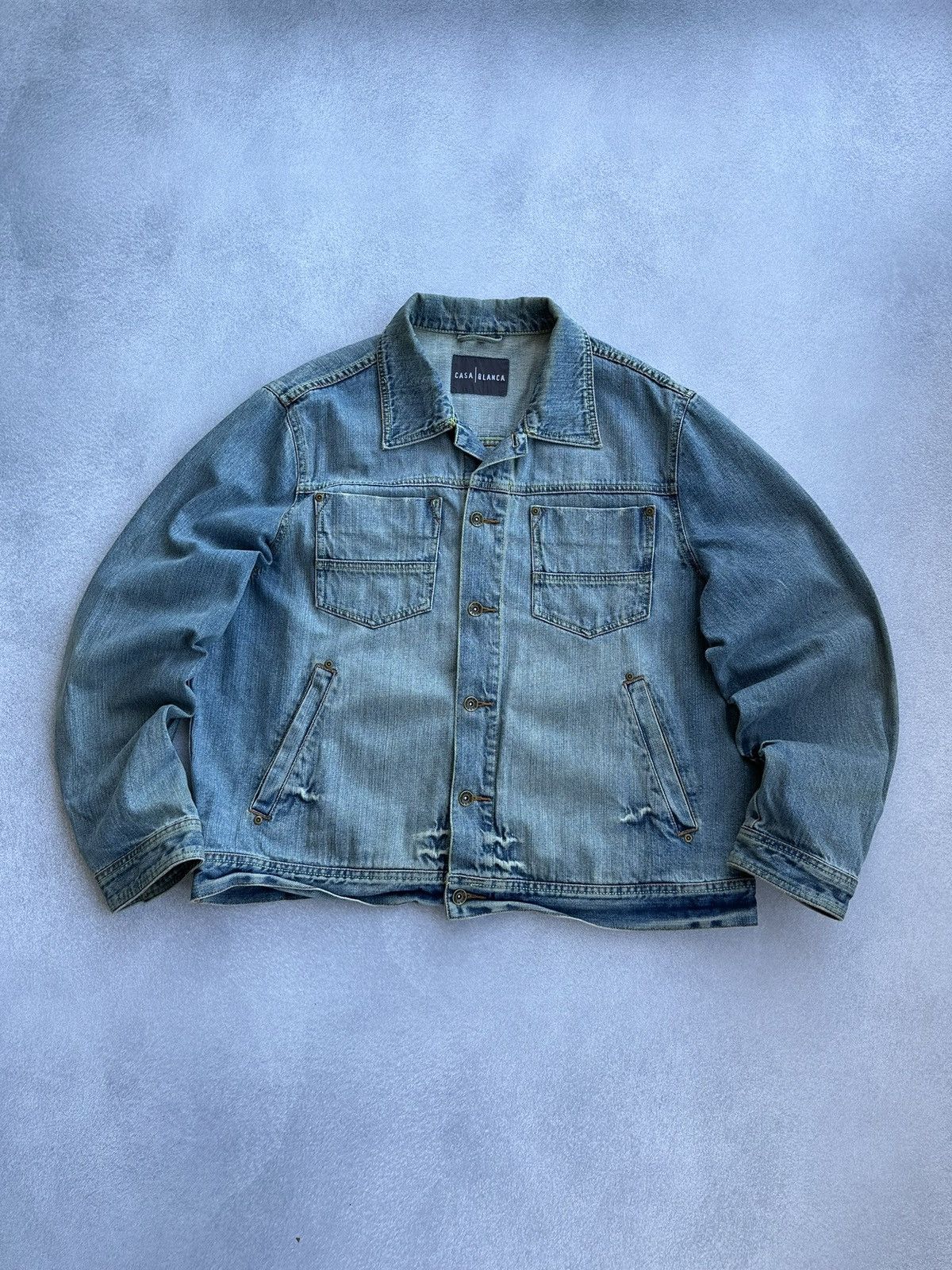 Casablanca × Vintage Vintage Casablanca Denim Distressed Japanese Jacket Size US XL / EU 56 / 4 - 7 Thumbnail