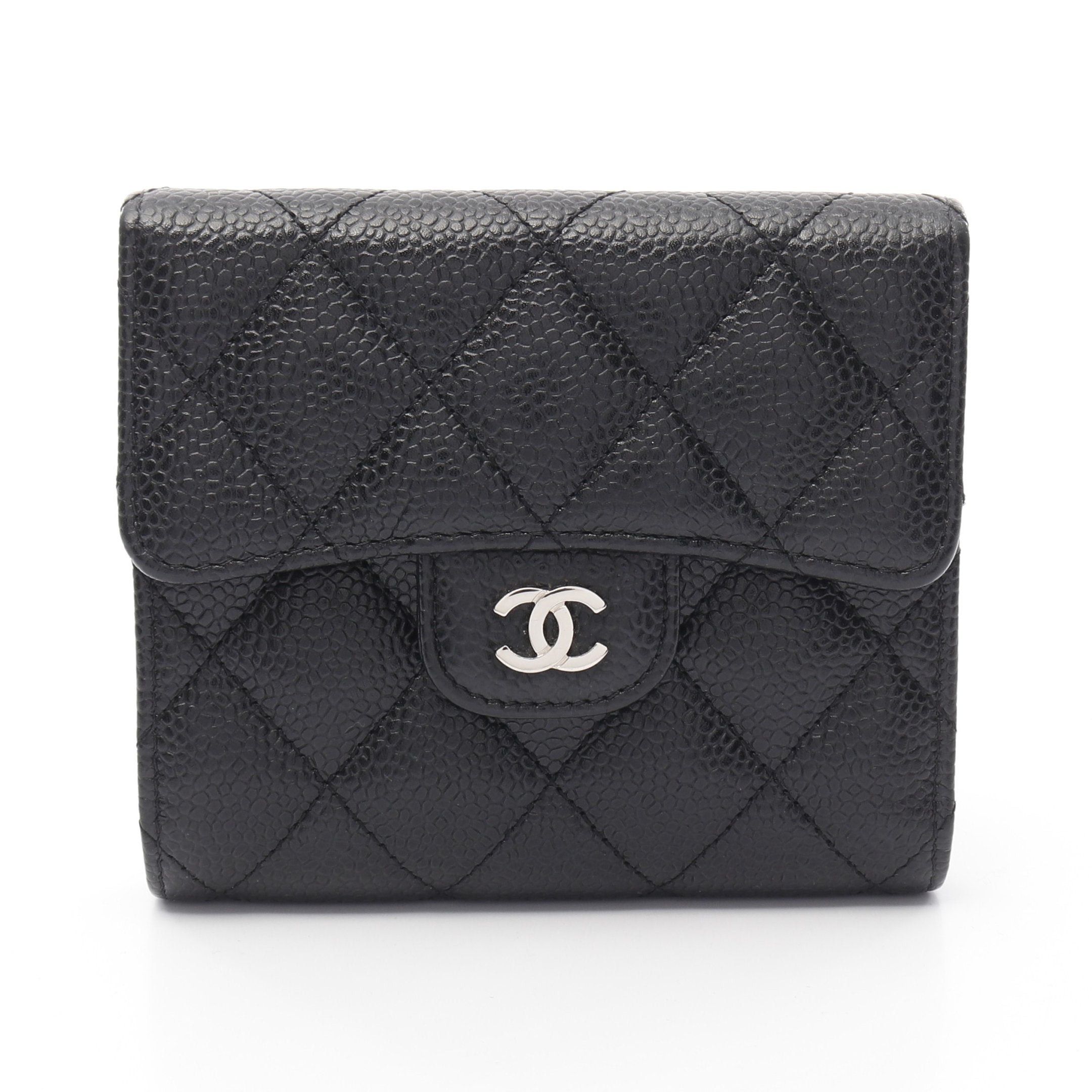 Chanel Chanel Classic Small Flap Wallet Trifold Caviar Skin Black Silver Hardware Size ONE SIZE - 1 Thumbnail