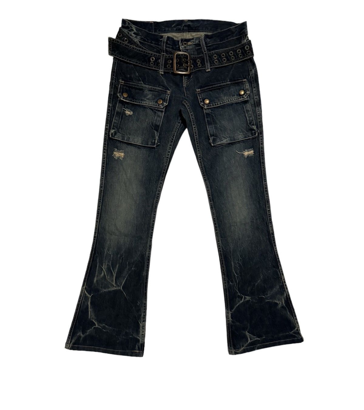 image of Hysteric Glamour Bondage Flare Jeans in Blue, Men's (Size 30)