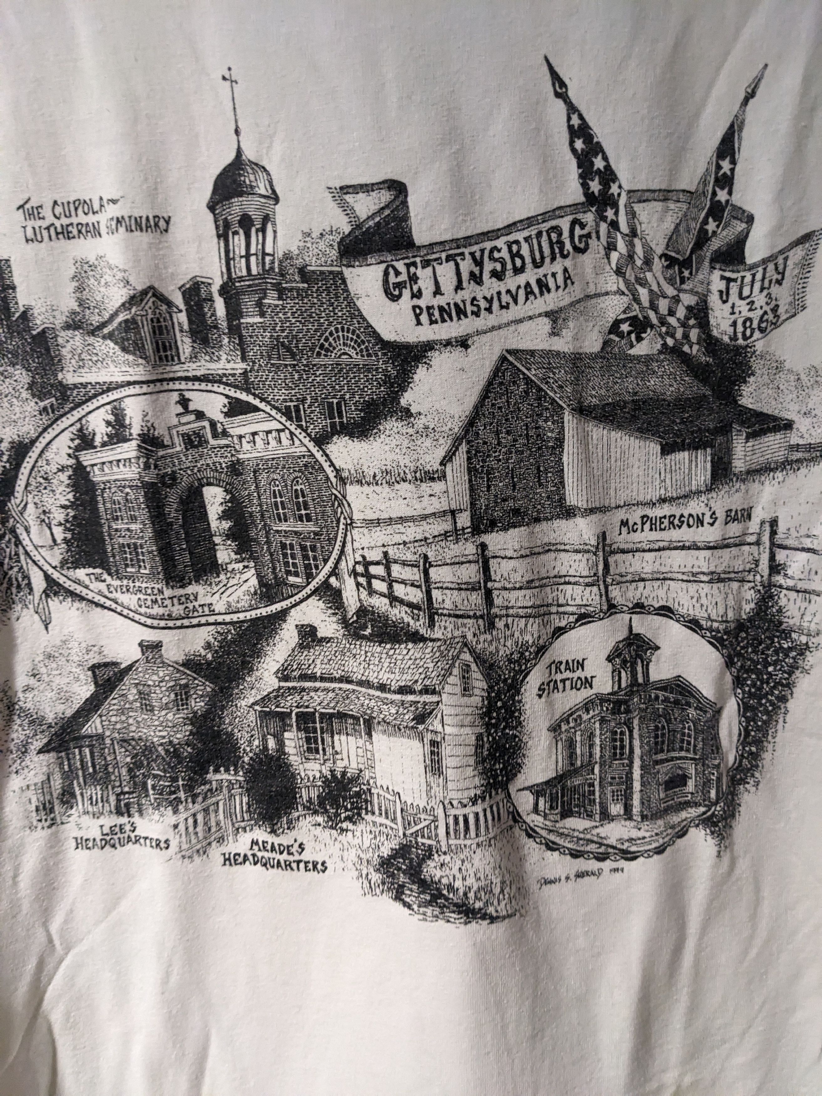 Hanes × Vintage Vintage 1994 Pennsylvania Gettysburg Tourist Map T-Shirt Size US XXL / EU 58 / 5 - 2 Thumbnail