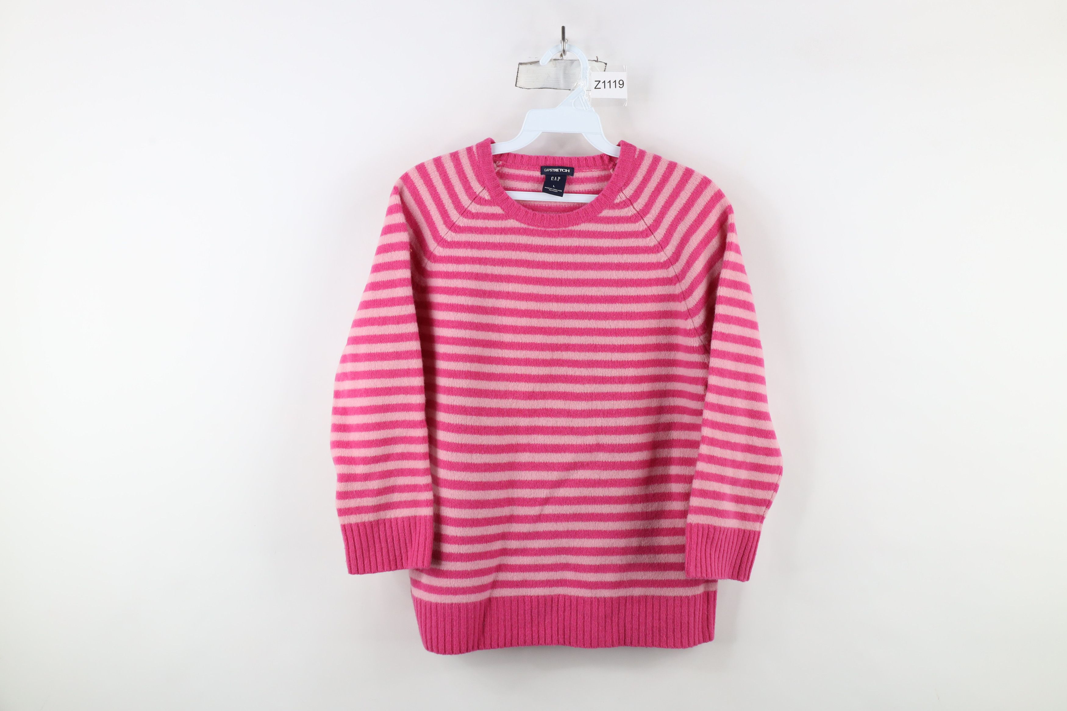 Gap × Vintage Vintage Y2K 2003 Gap Babydoll Lambswool Knit Striped Sweater Size L / US 10 / IT 46 - 1 Thumbnail