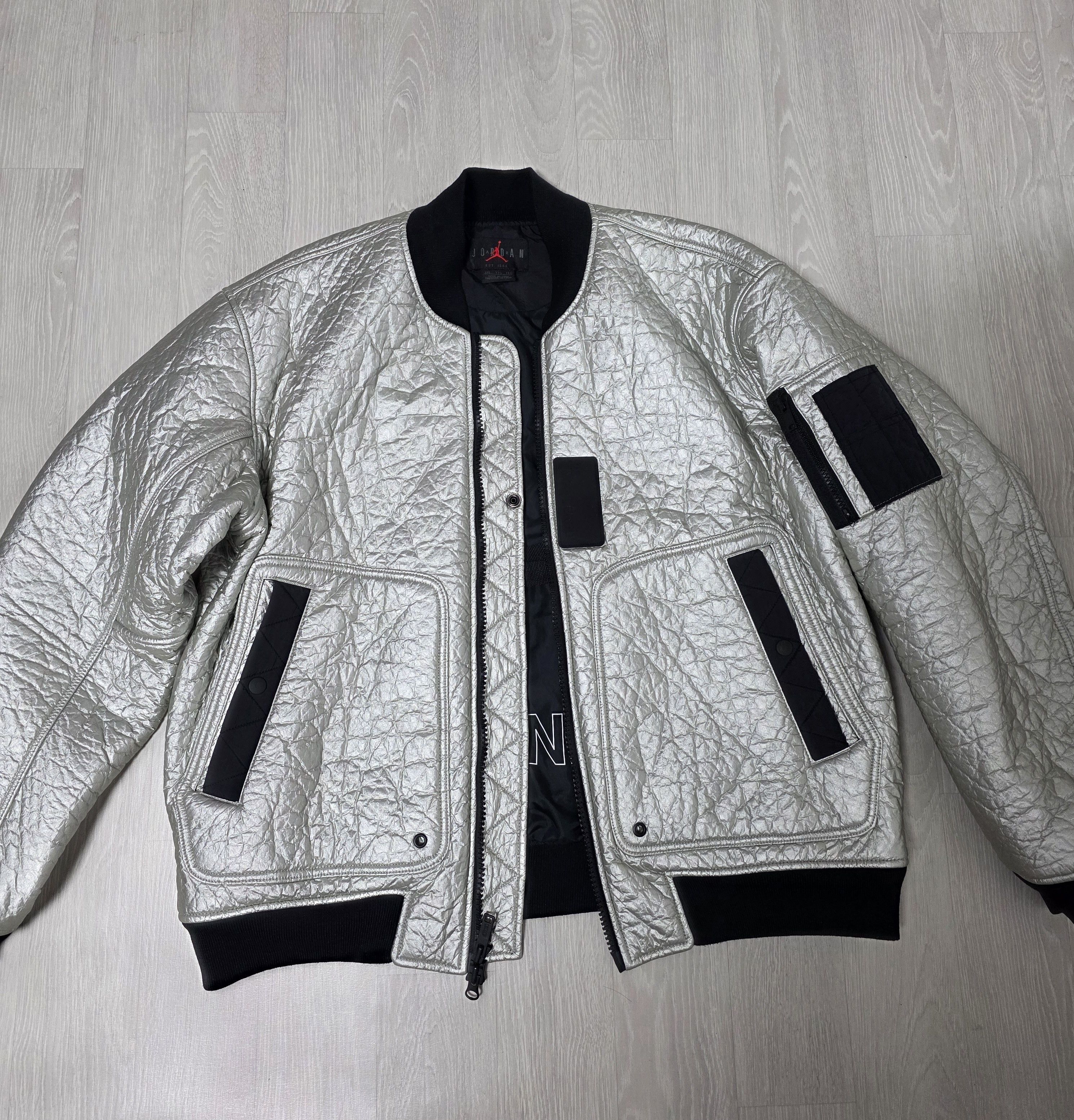 Jordan Brand Nike Air Jordan 23 MA-1 Metallic Silver Bomber Jacket Size US XXL / EU 58 / 5 - 5 Thumbnail