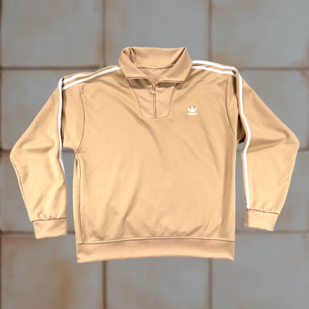 Adidas VINTAGE Adidas Jacket Adult LARGE Brown Quarter Zip Track Pullover Trefoil 80s Size US L / EU 52-54 / 3 - 1 Thumbnail