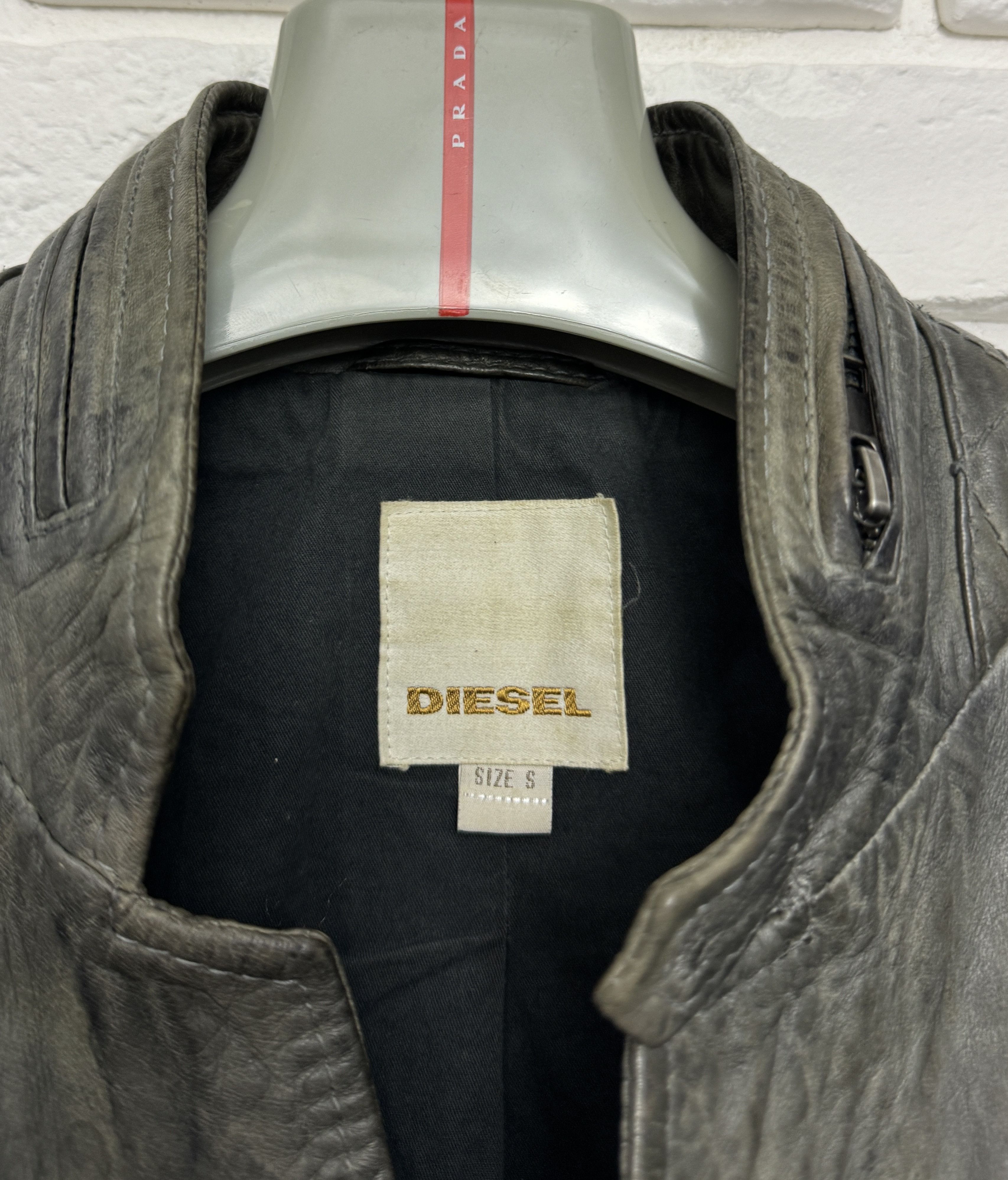 Diesel Men's Diesel Lamb Leather Jacket Biker Gray Olive Size S Size US S / EU 44-46 / 1 - 5 Thumbnail