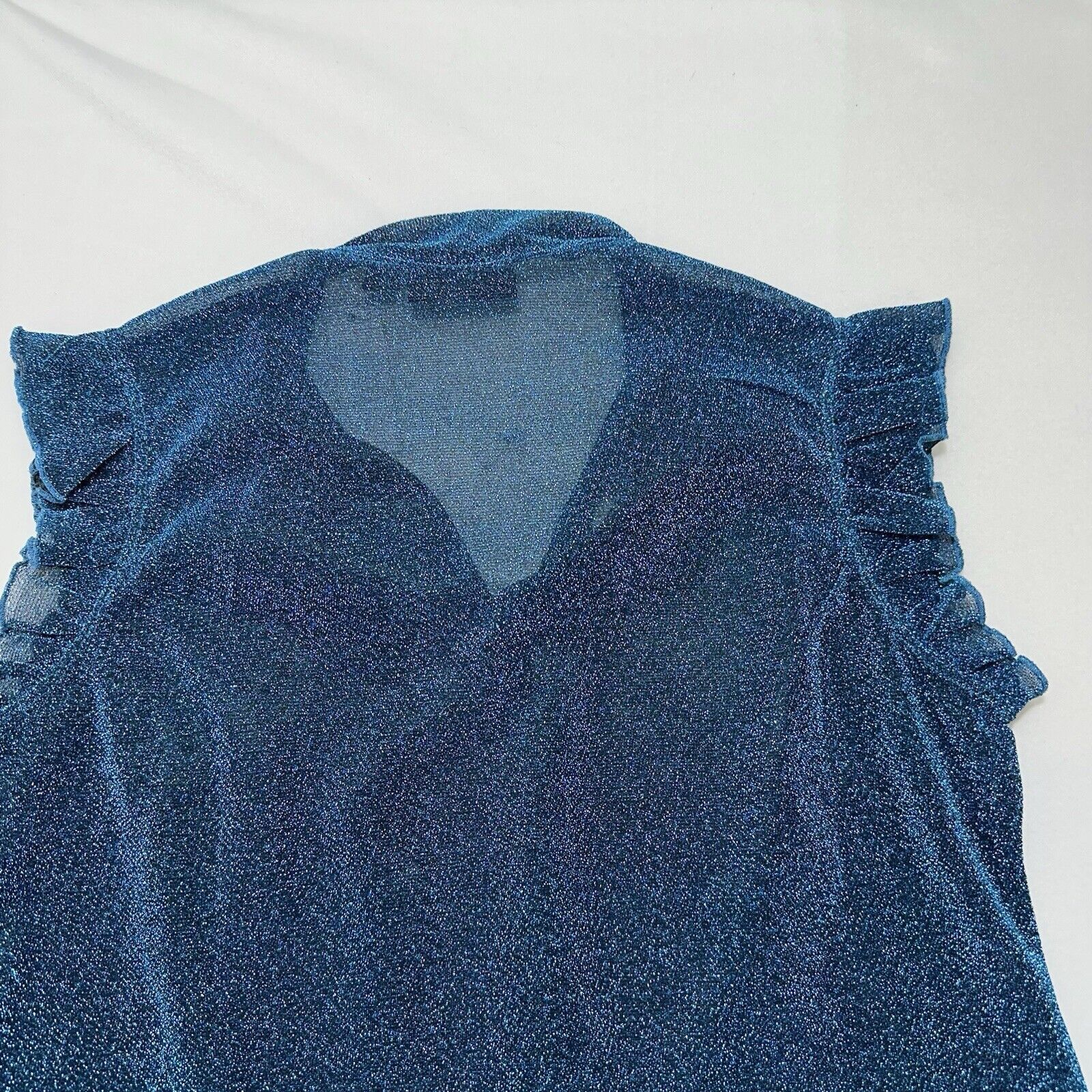 Other New York & Company Large Sparkle Glitter Flashy Blue Blouse Size L / US 10 / IT 46 - 11 Thumbnail