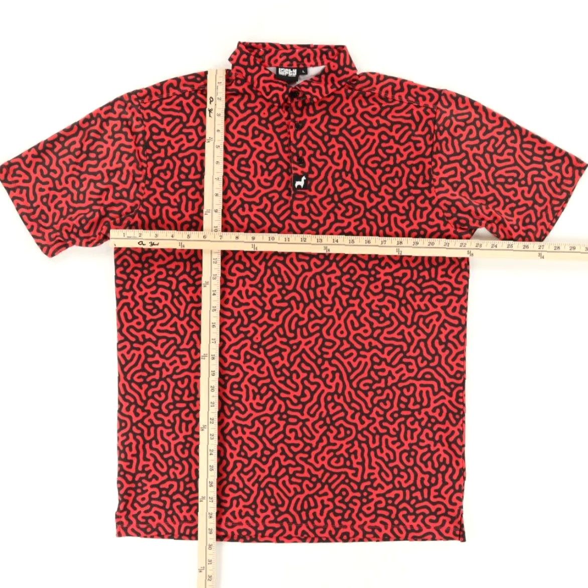 Vintage Lofty Llama Maze Doodle Stretch All Over Print Polo Shirt Red Men's L Size US L / EU 52-54 / 3 - 3 Thumbnail