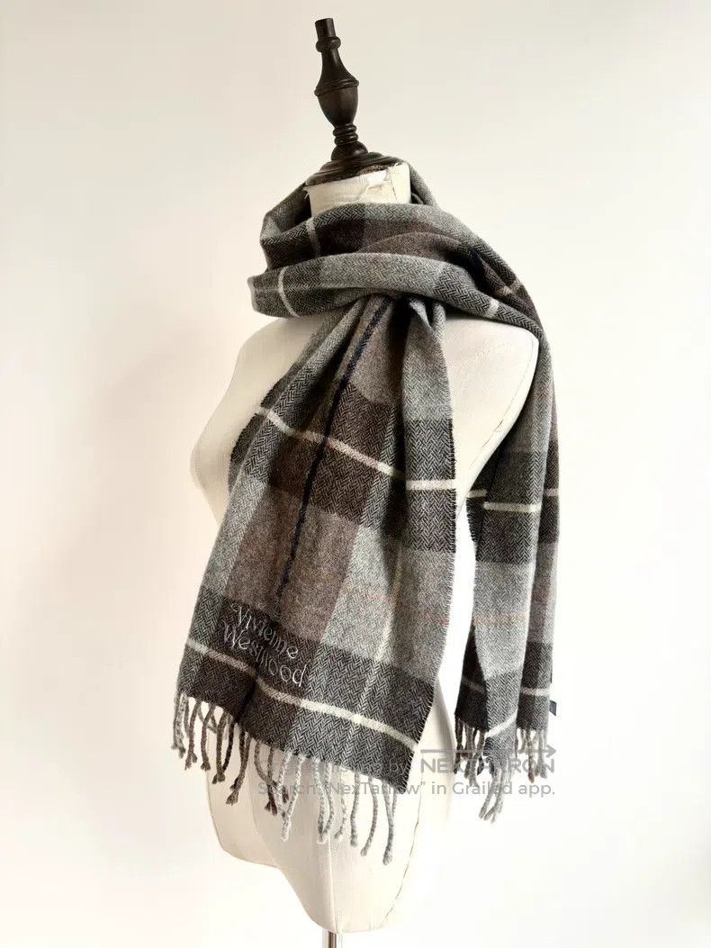 Vivienne Westwood Vivienne Westwood Cappuccino Grey Brown Plaid Scarf Size ONE SIZE - 1 Thumbnail