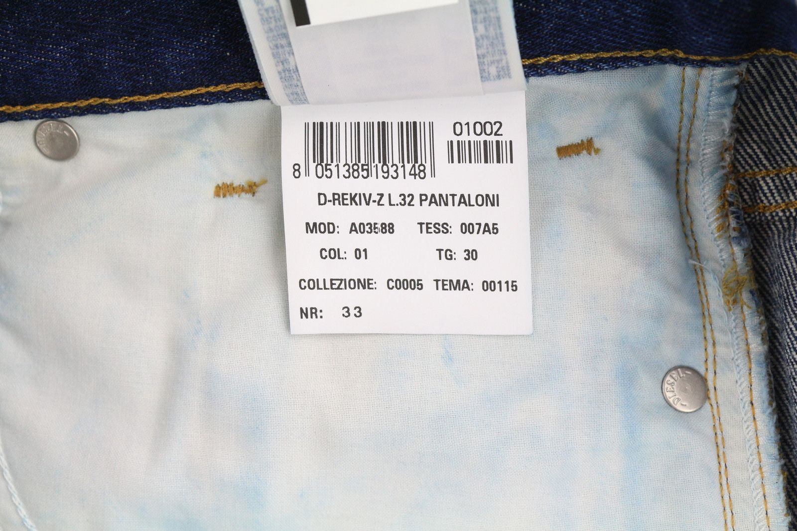 Diesel D-REKIV-Z 007A5 W30/L32 Tapered Mid Blue Jeans 40894 Size US 30 / EU 46 - 12 Thumbnail
