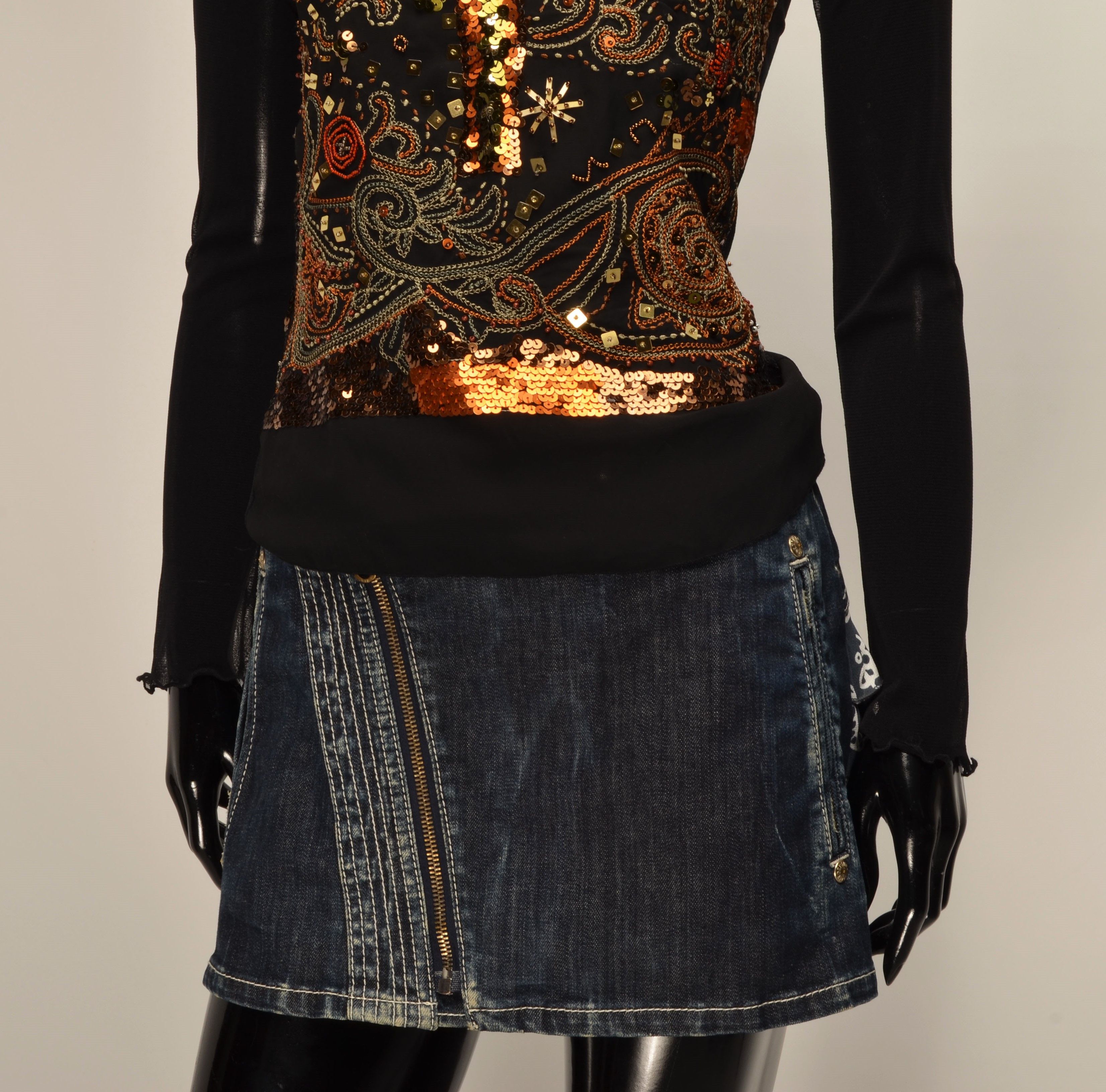 Designer × Vintage Elisalandri Vintage Y2K Boho Mesh Beaded Fairy Blouse Top Size S / US 4 / IT 40 - 3 Thumbnail