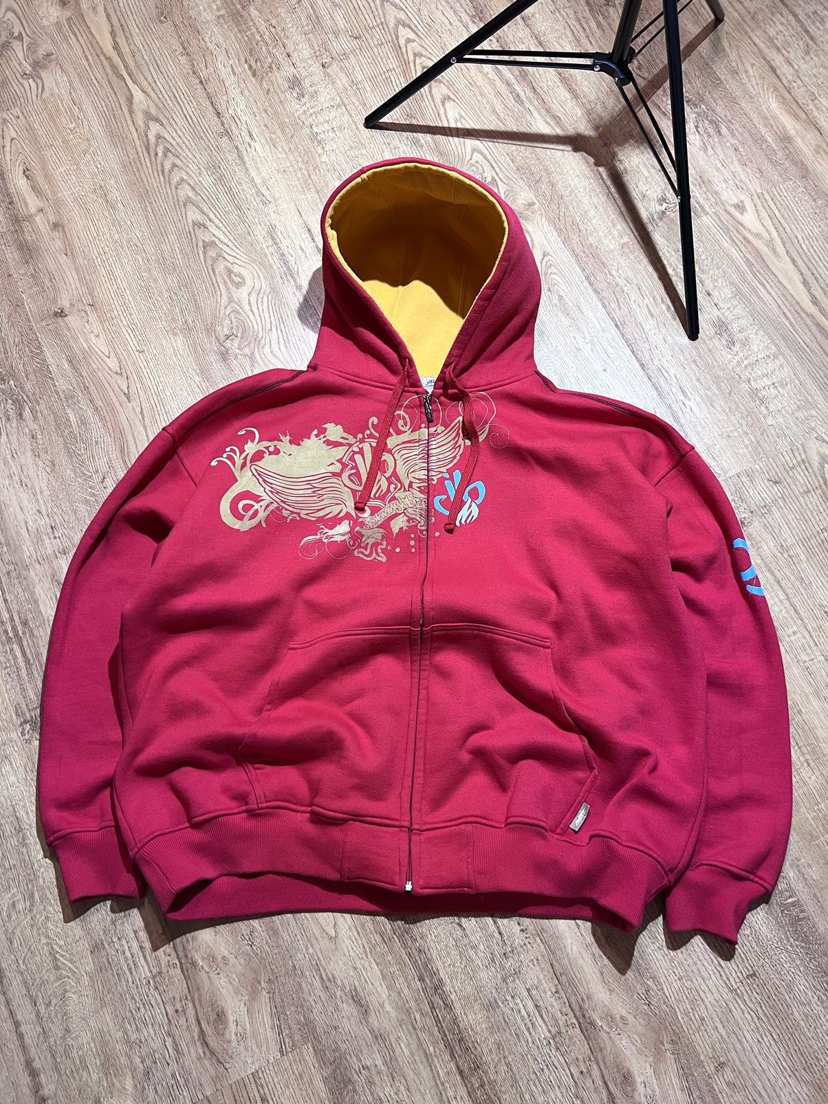 Image of Vintage Johnny Blaze Oversized Zip Hoodie Wu-Tang Rap Method in Red, Men's (Size 2XL)