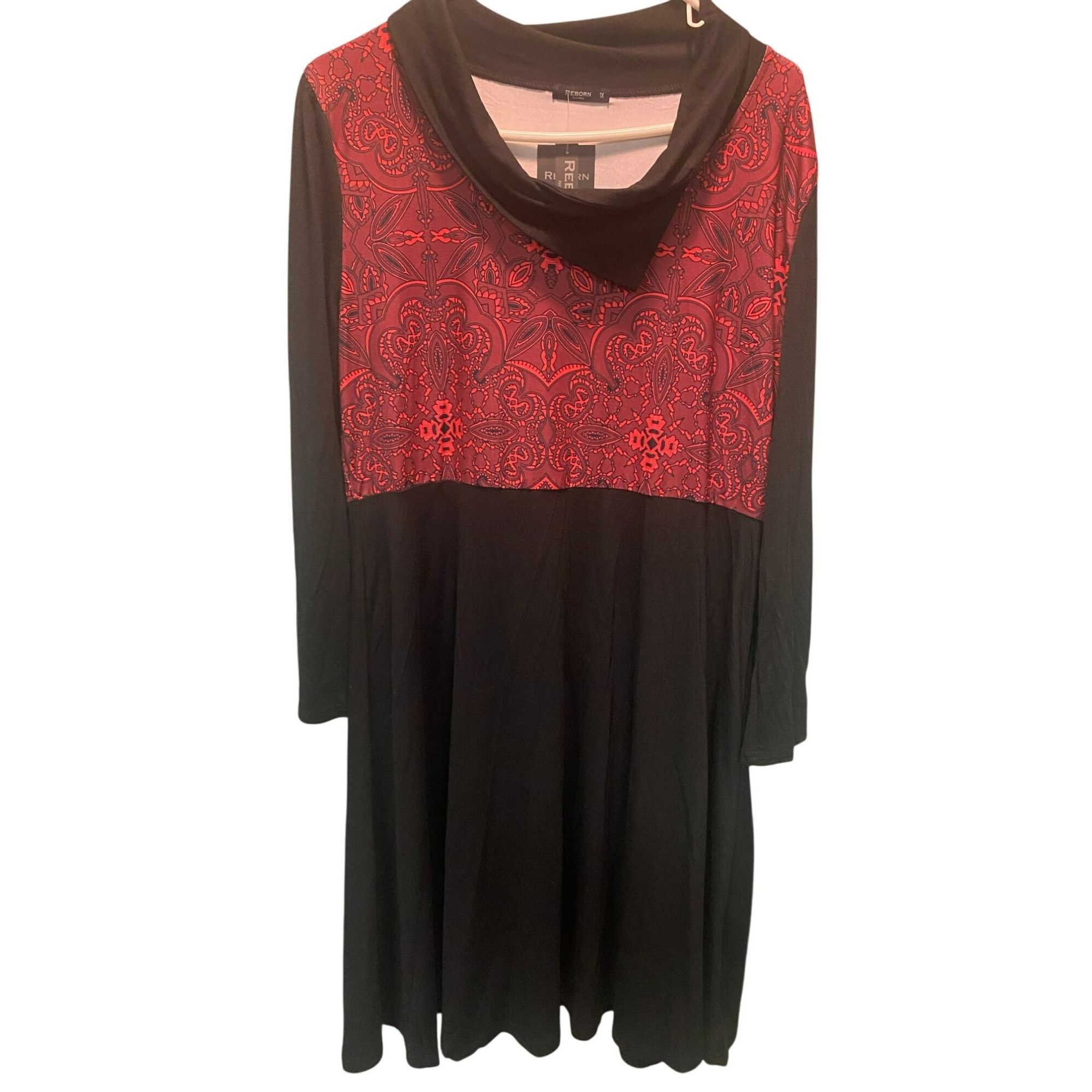 Other Reborn New York Womens 1X Plus Black & Red Long Sleeve Dress Size XXL / US 16-18 / IT 52-54 - 1 Thumbnail