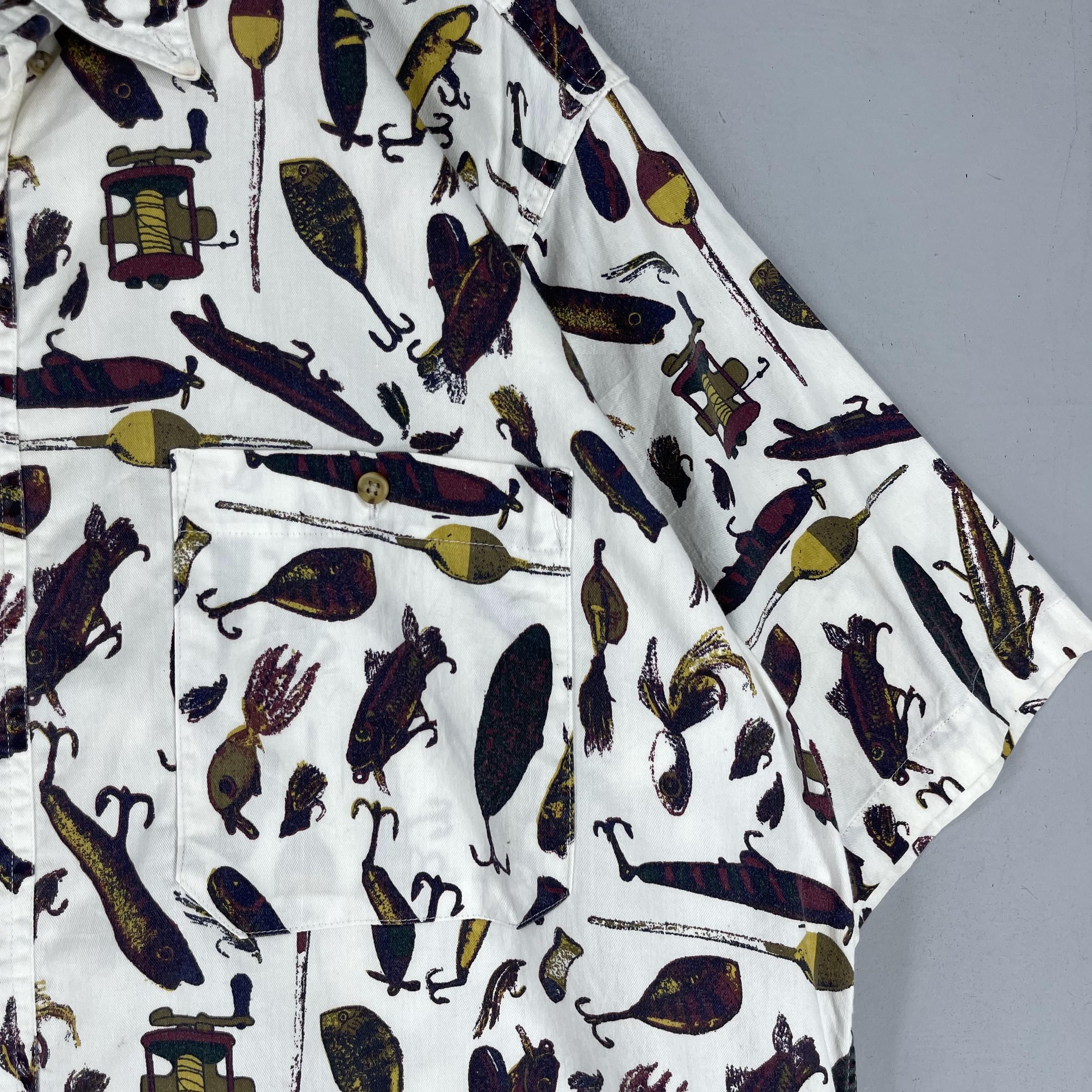 Japanese Brand × Vintage Vintage 90s Pop Art Fishing Equipment Button Up Shirt Size US L / EU 52-54 / 3 - 3 Thumbnail