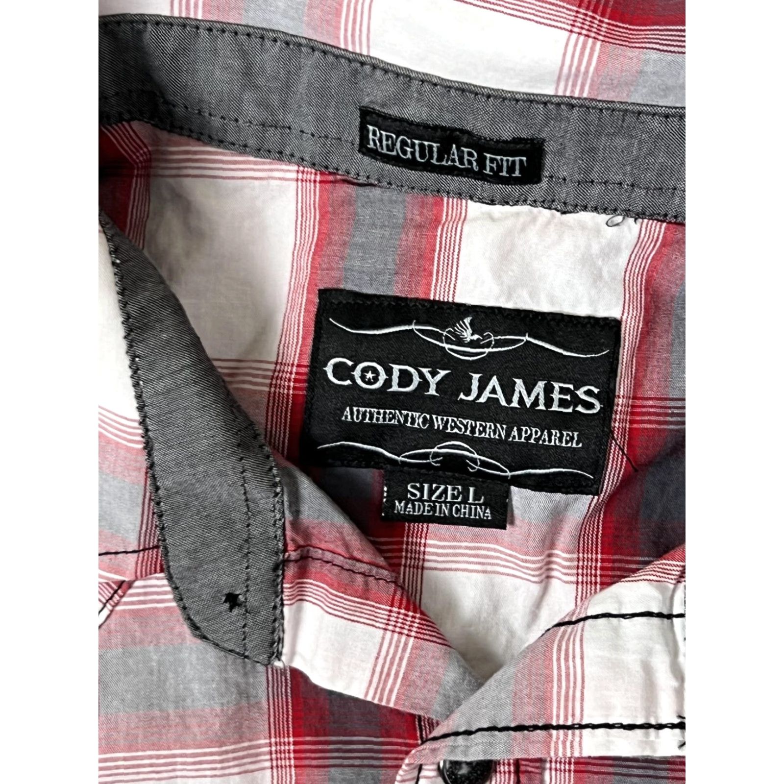 Cody James Cody James Shirt Mens Large Red Gray Plaid Western Snap Front Long Sleeve Size US L / EU 52-54 / 3 - 4 Thumbnail