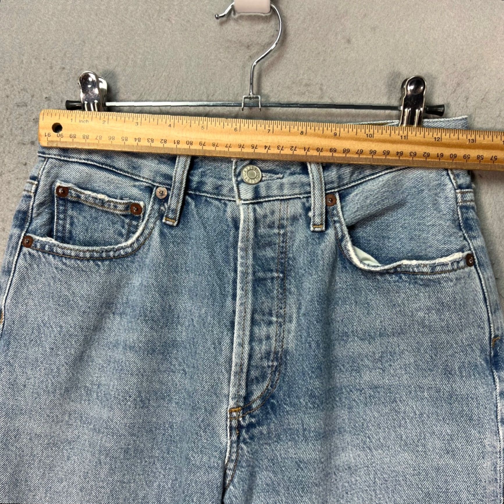 Agolde AGOLDE Jeans Slim High-Rise Light Wash Organic Cotton 24 Womens Tapered 5-Pocket Denim Blue Size 42" / US 20 - 5 Thumbnail