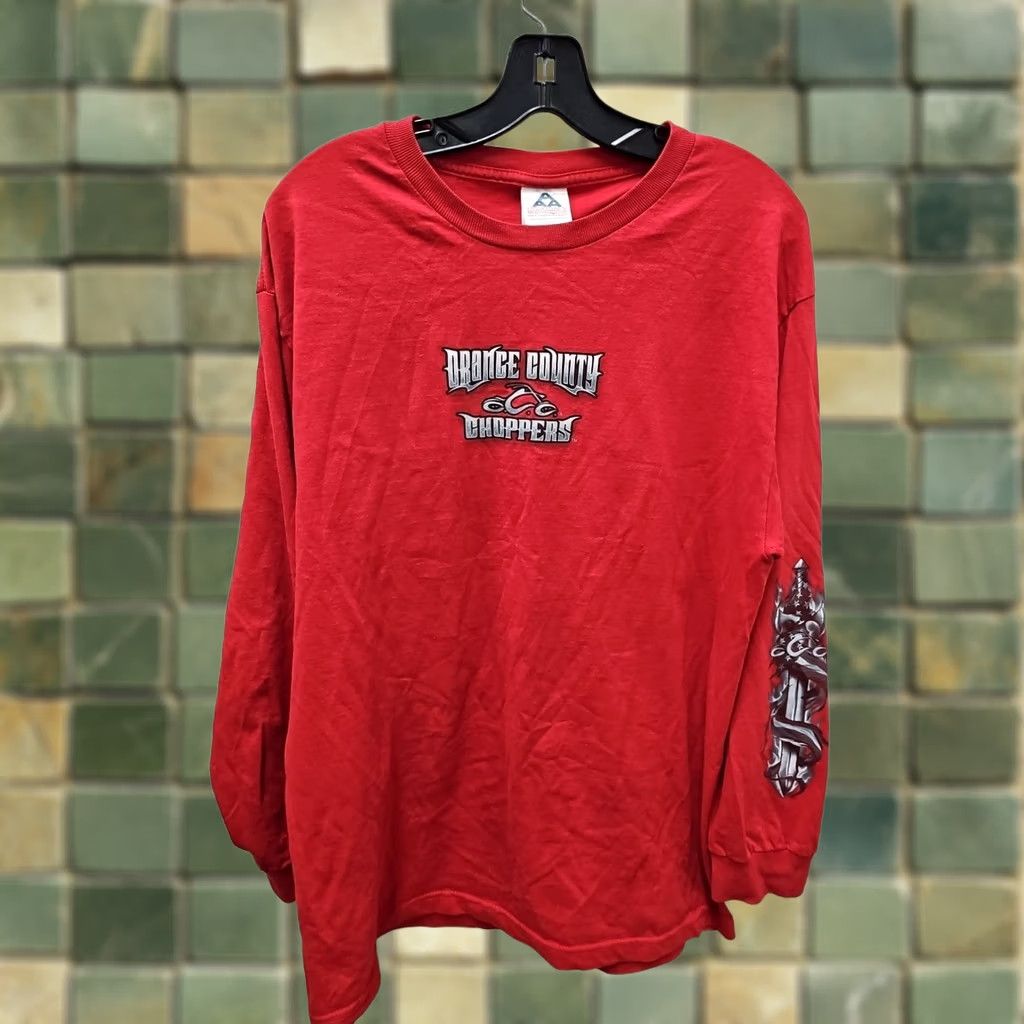 Vintage VINTAGE Choppers T-Shirt Biker Long Sleeve Orange County Choppers Red 2003 Graphic Print Chest 22 Length 30.5 L Mens Size US L / EU 52-54 / 3 - 1 Thumbnail