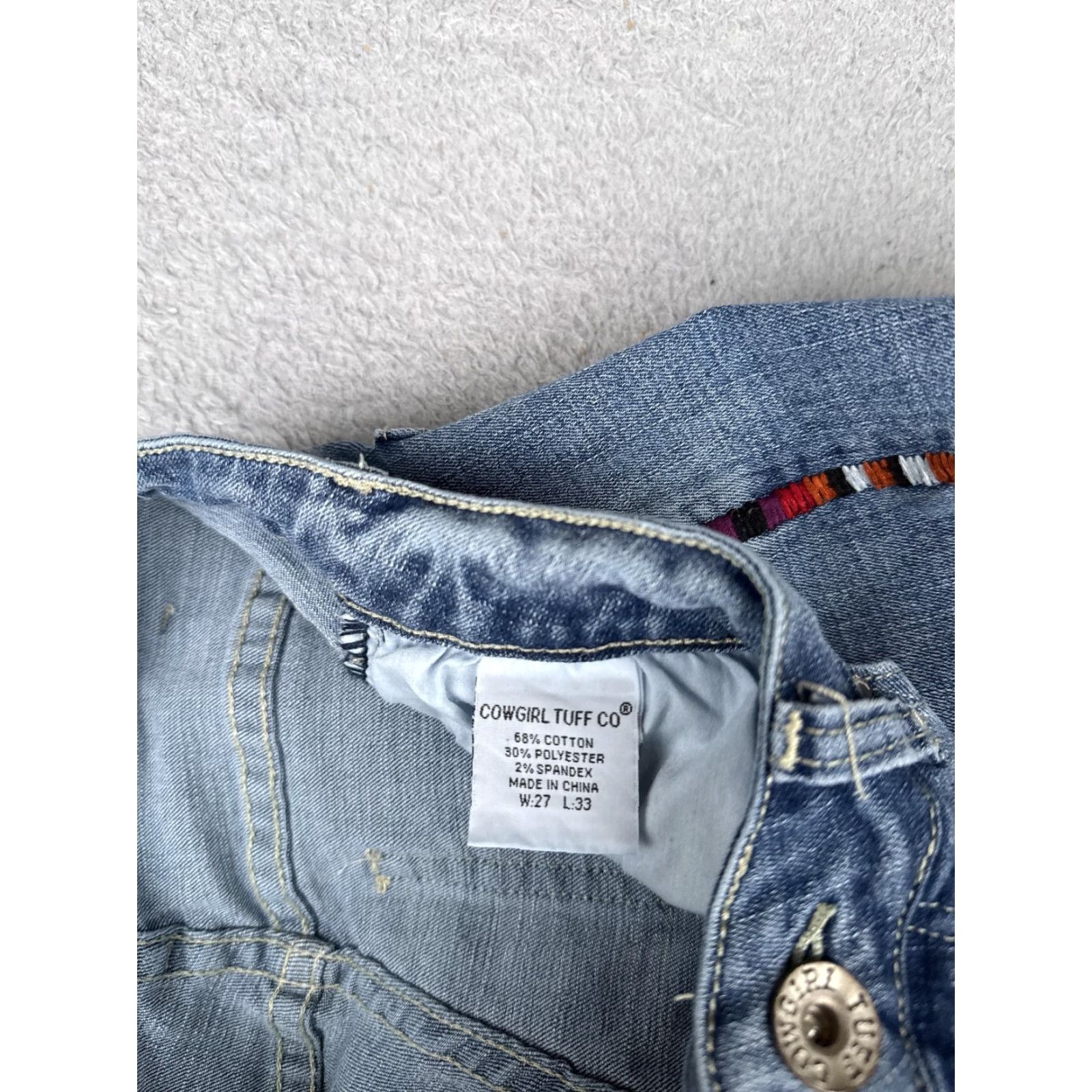 Cowgirl Tuff Co Rainbow Bootcut Jeans Womens 27 Blue Mid Rise Stretch 27x33