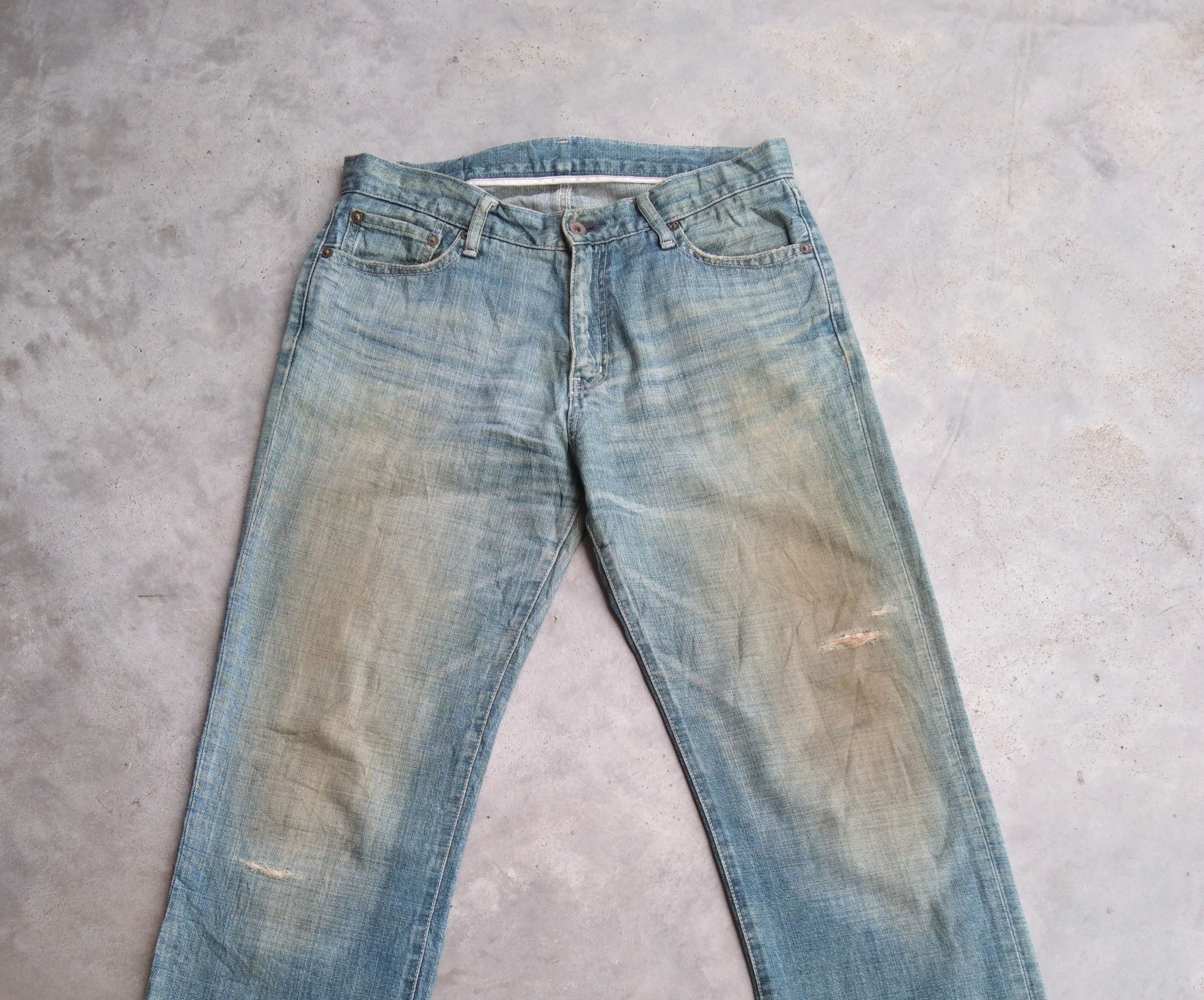 Japanese Brand Vintage Rusty Wash Uniqlo S-002 Distressed Jeans 32x34 Size US 32 / EU 48 - 4 Thumbnail