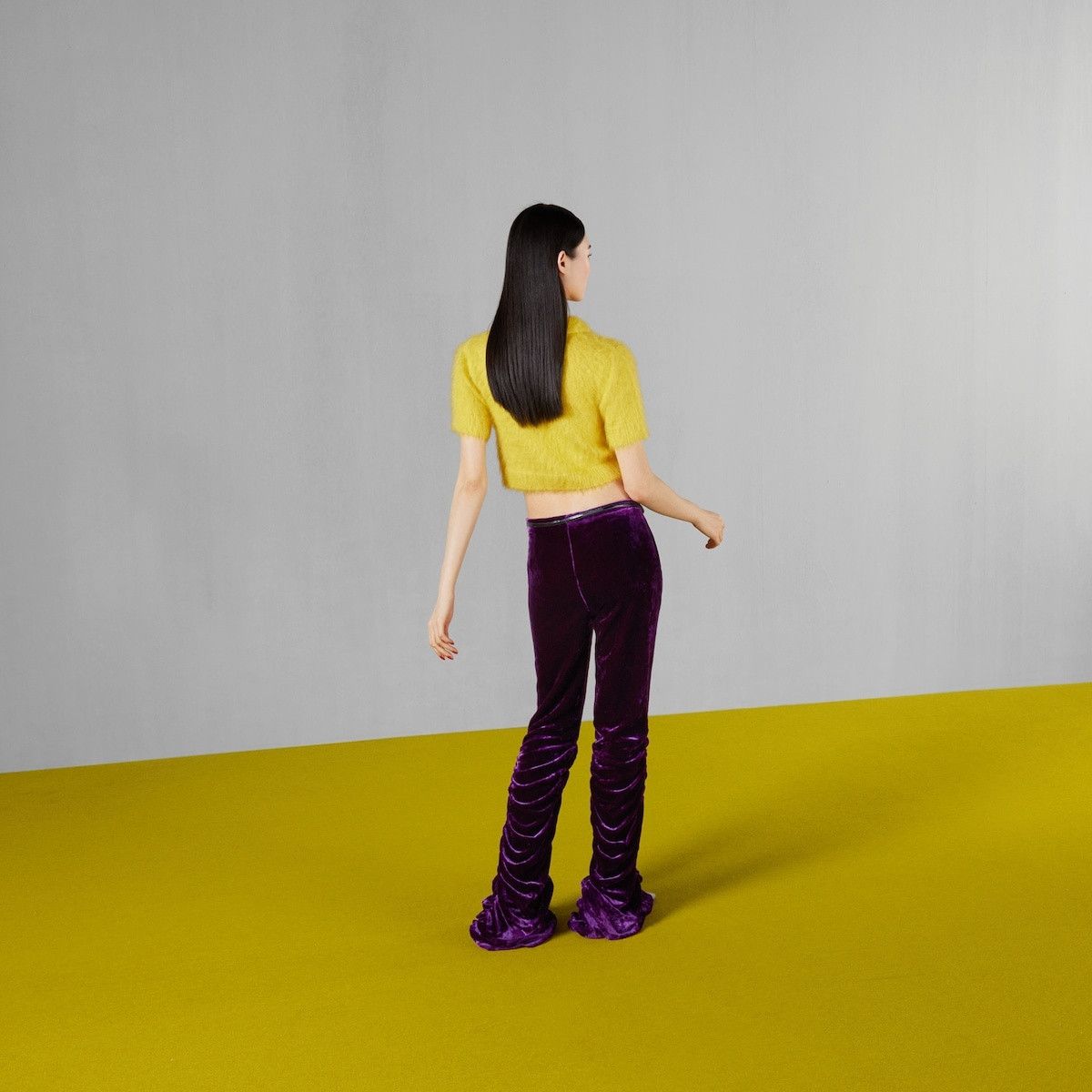Gucci o1s1wg111025 Velvet Pant With Horsebit Belt in Dark Purple Size 27" / US 4 / IT 40 - 3 Thumbnail