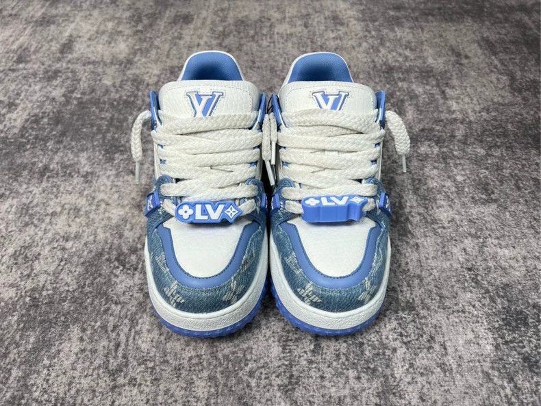 Louis Vuitton Louis Vuitton TRAINER Cowboy Old Flower White and Blue Fat Size US 5 / EU 37 - 3 Thumbnail