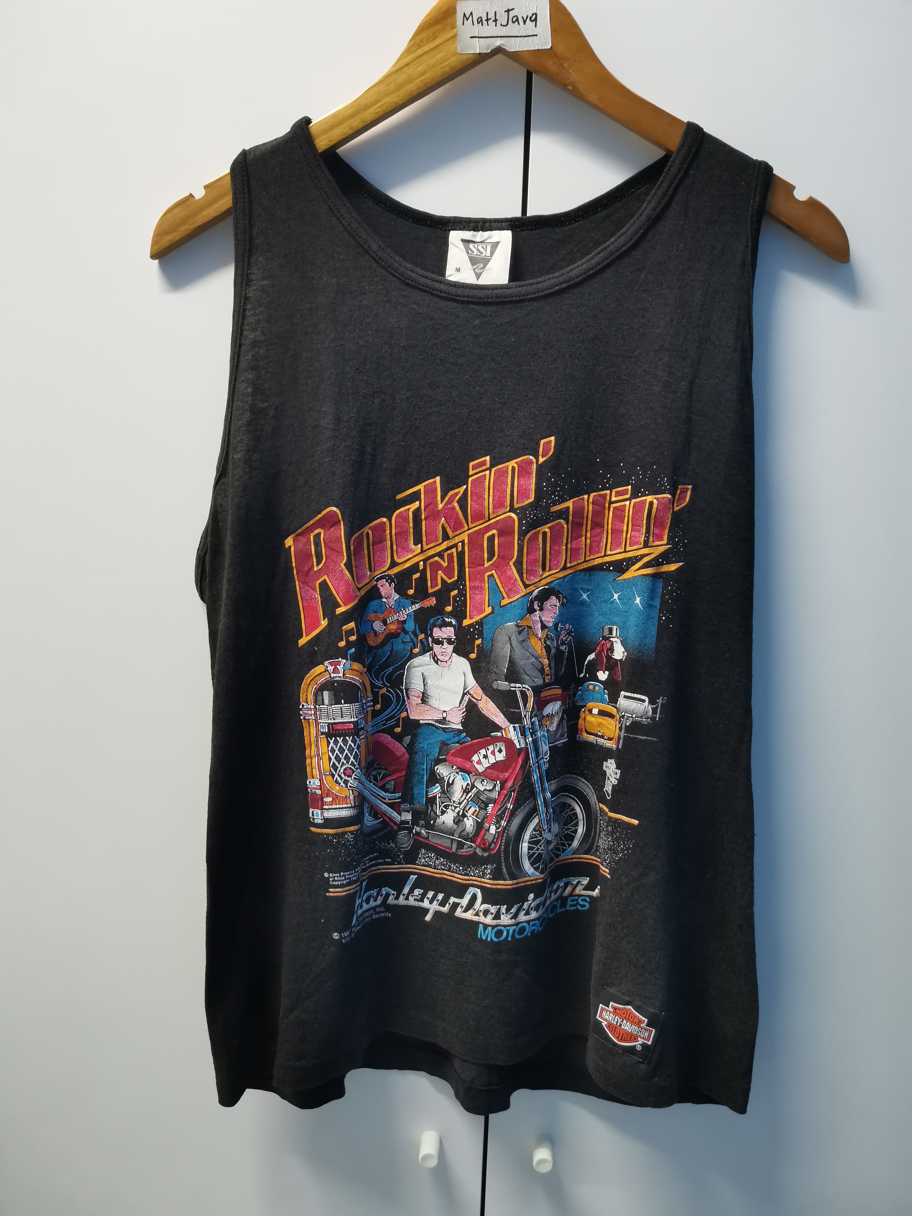 Band Tees Vintage Harley Davidson Elvis Presley Rockin n Rollin Size US M / EU 48-50 / 2 - 2 Thumbnail
