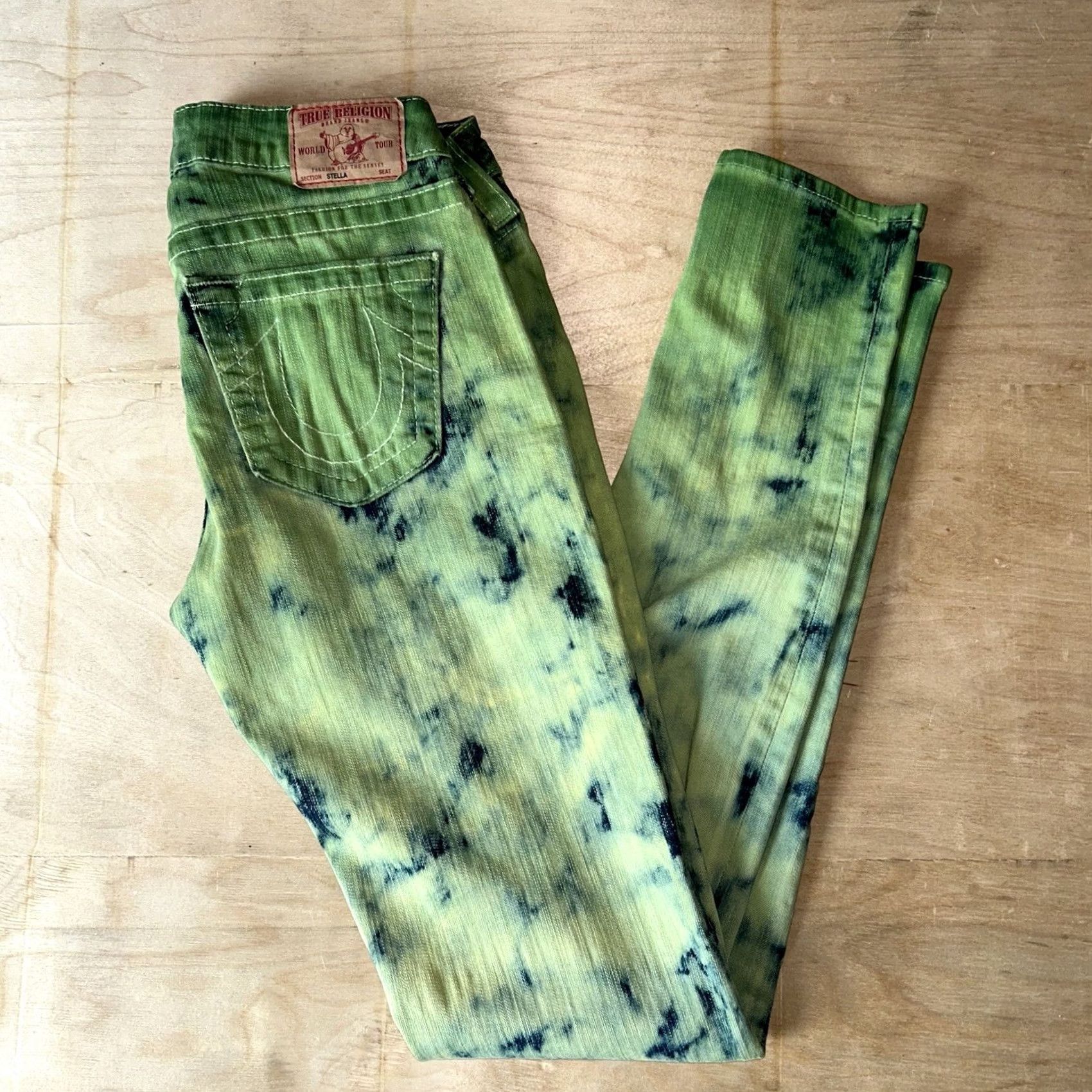 True Religion VINTAGE True Religion Stella Jeans Denim Womens 28x33 USA Green Tie Dye Acid Washed Size 28" / US 6 / IT 42 - 2 Thumbnail